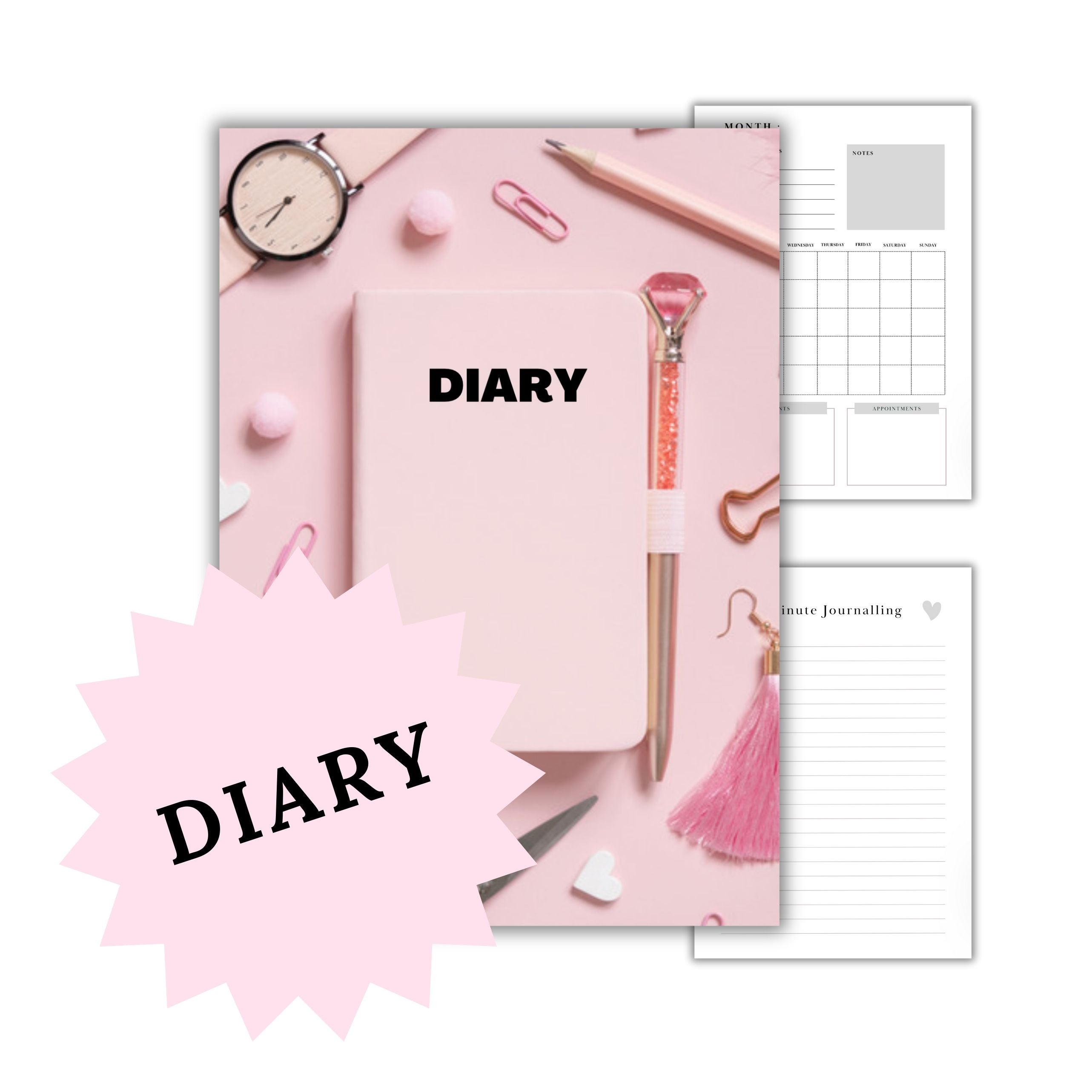 Diary 5 Minute Journalling Booklet Digital Download