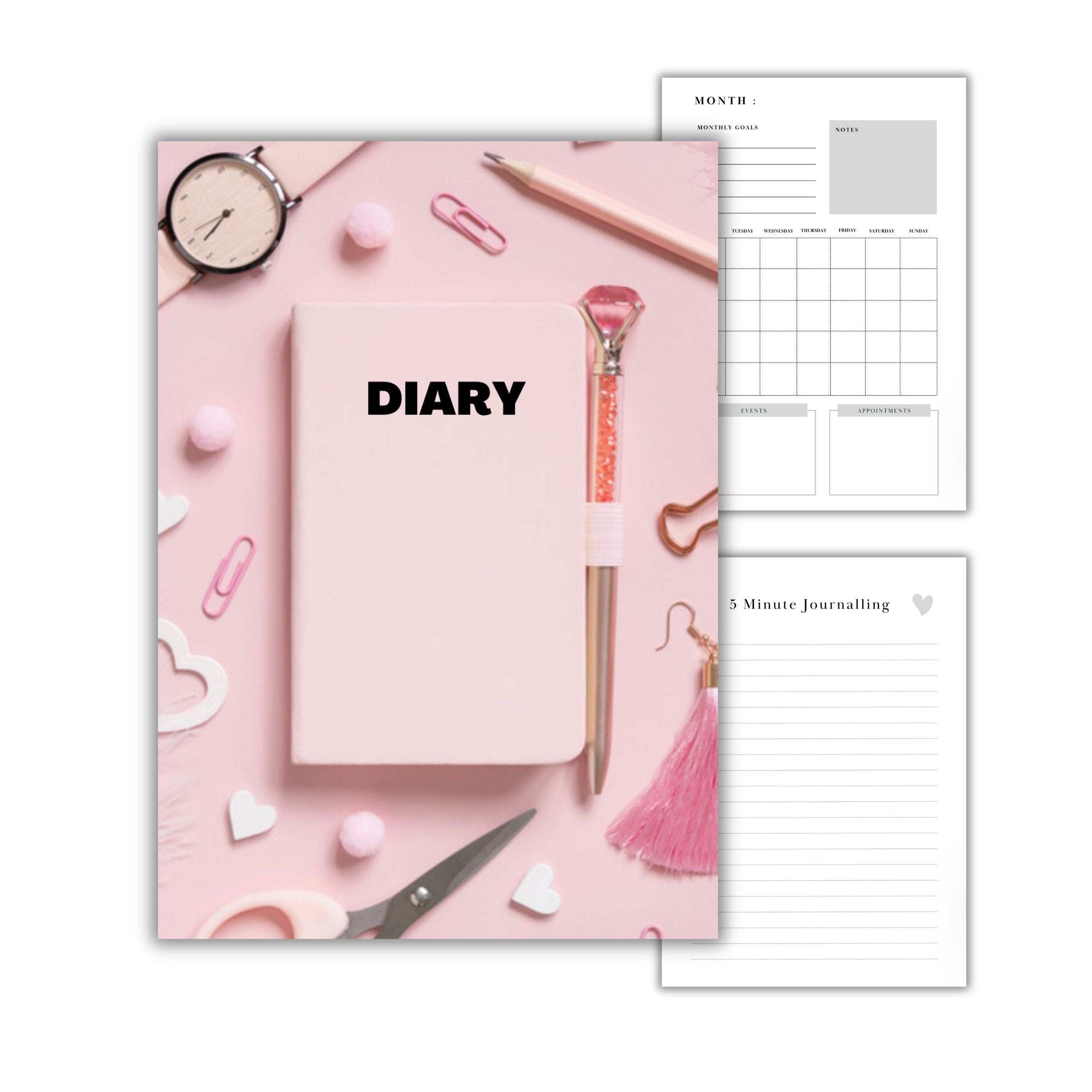 Diary 5 Minute Journalling Booklet Digital Download