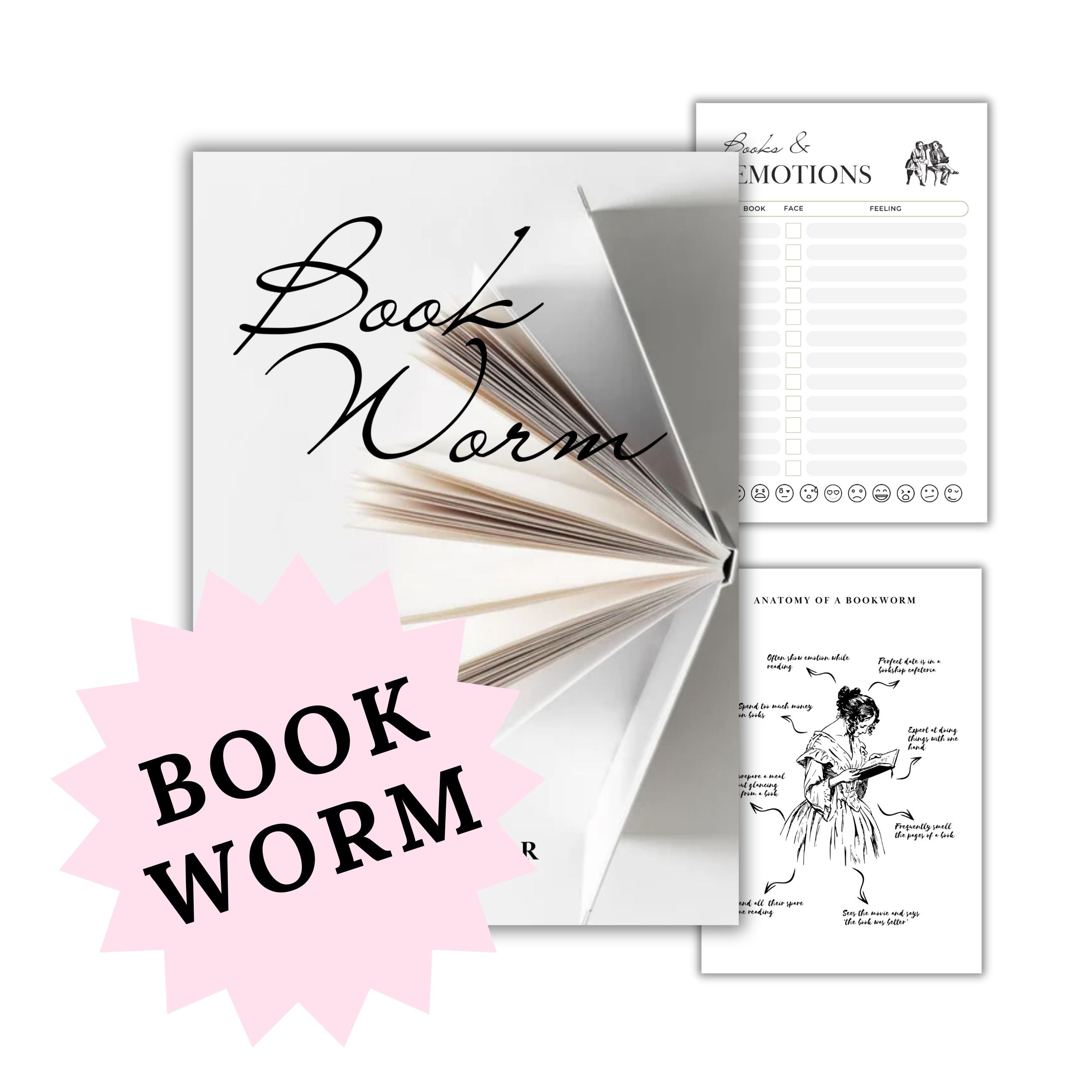 Book Lovers Bookworm Journal Digital Download