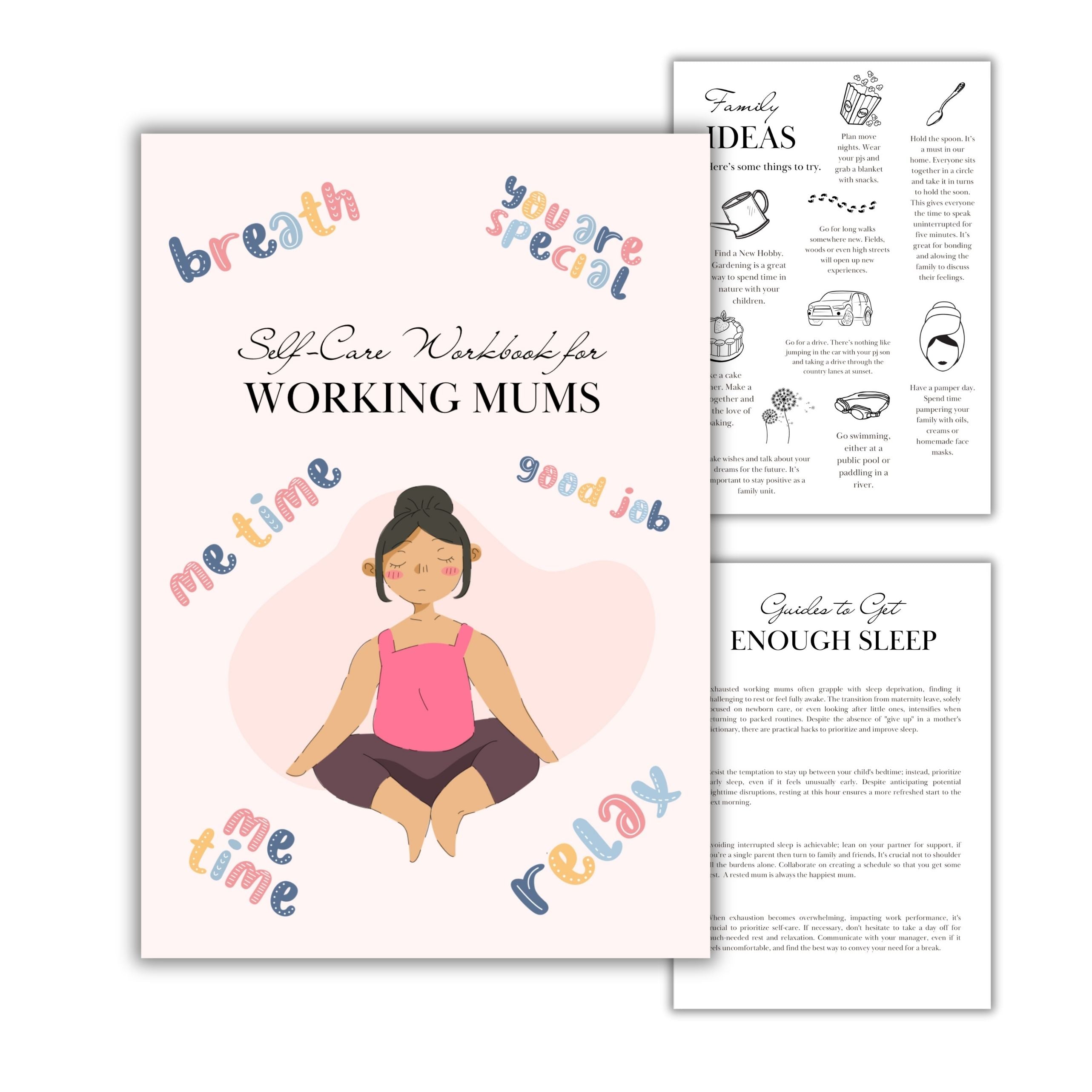 Self-Care Workbook for Working Mums Digital Downloads