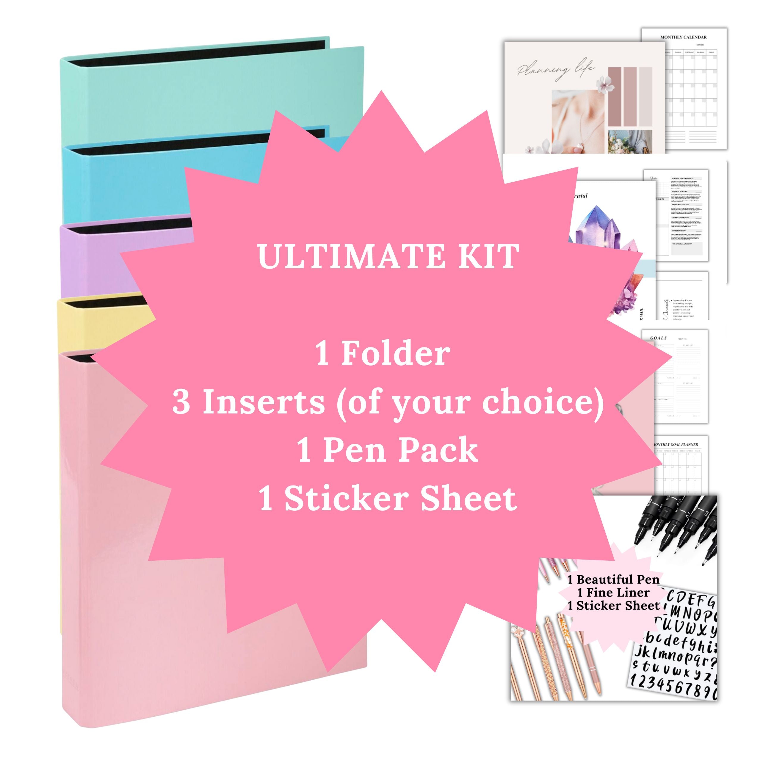 Ultimate Kit, A4 Folder, 3 Booklets, Pen and Fine Liner, Alphabet Sticker Sheet,