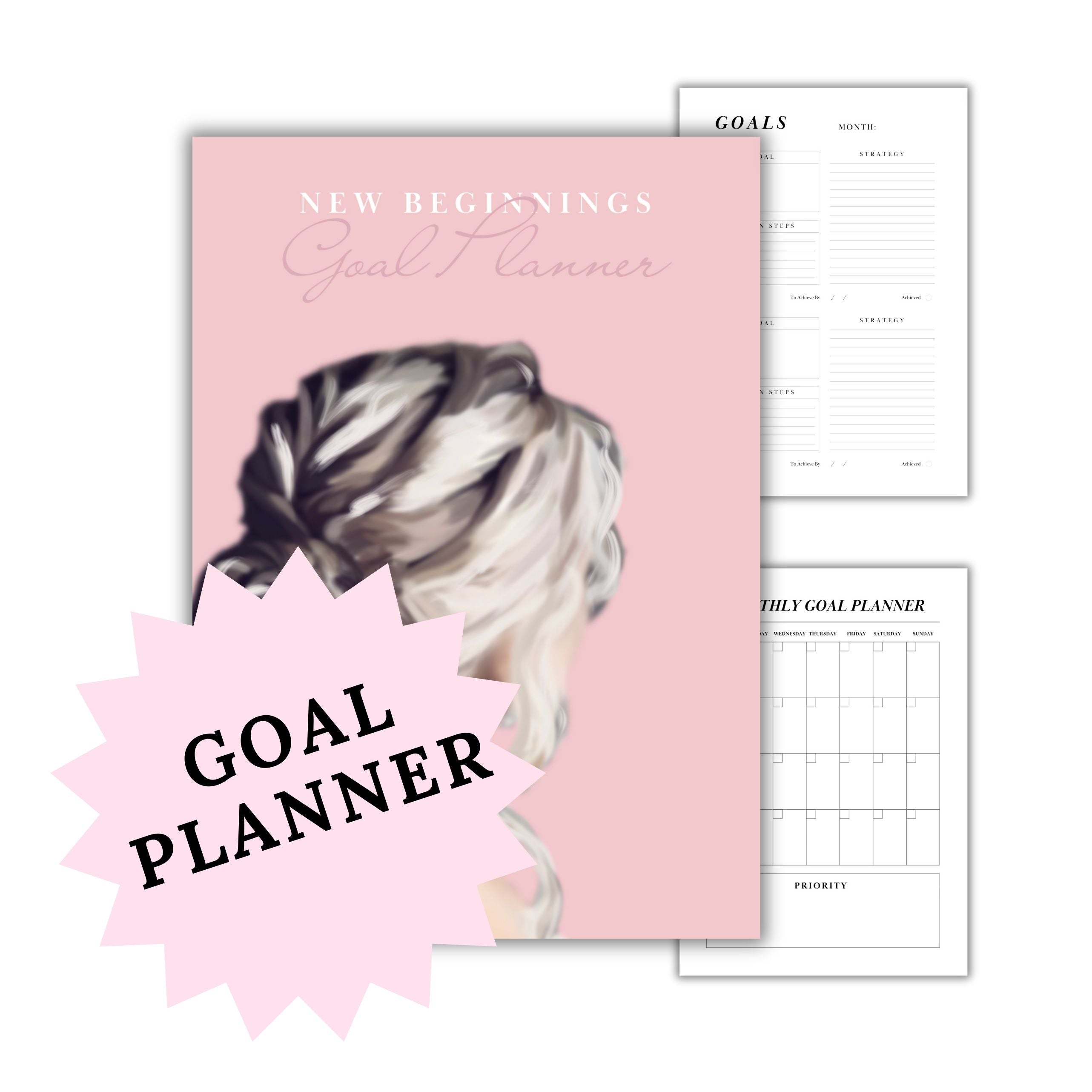Monthly Goal Planner Digital Download