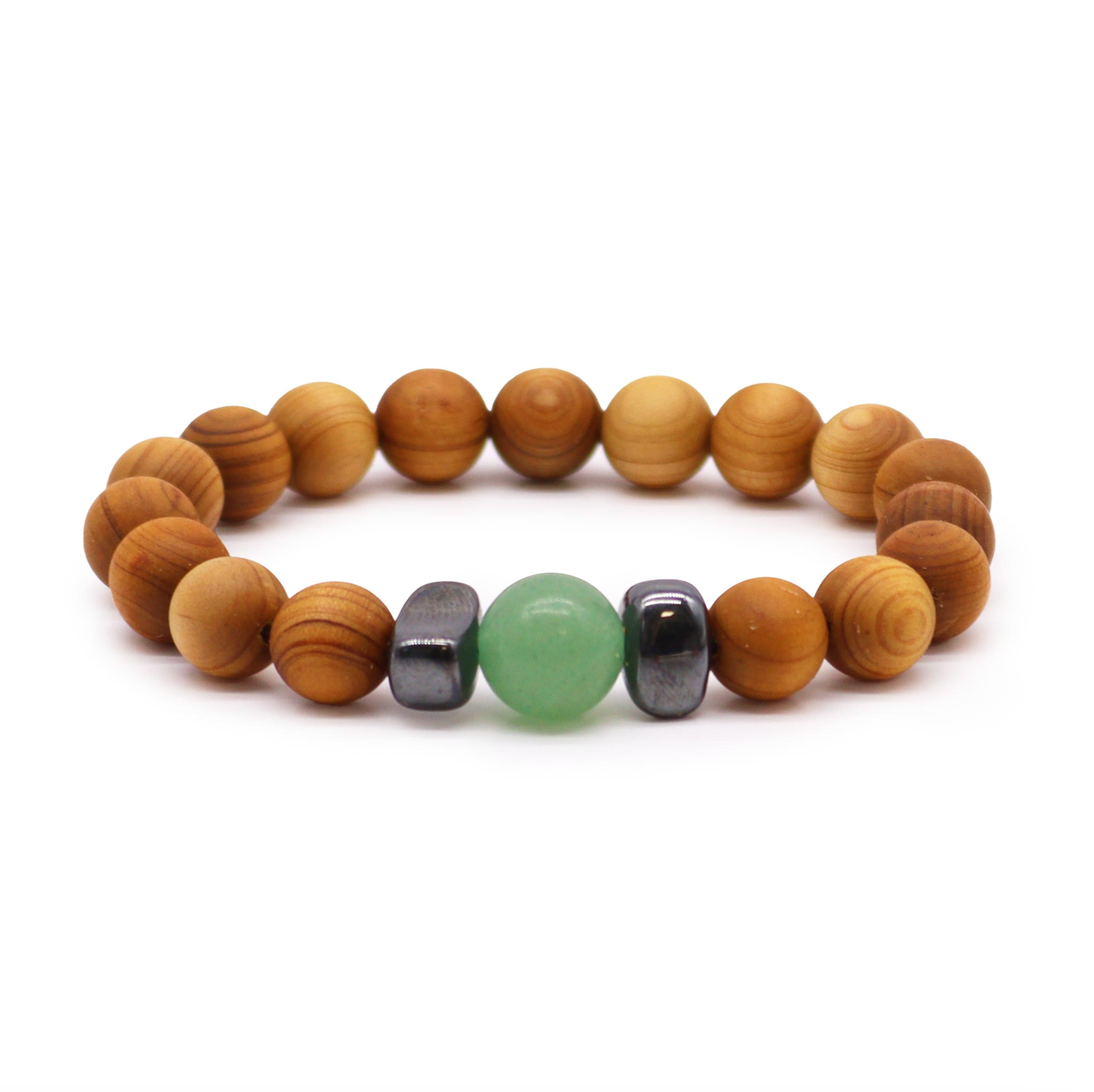 Large Green Aventurine - Sacral Chakra Cedarwood Bangle