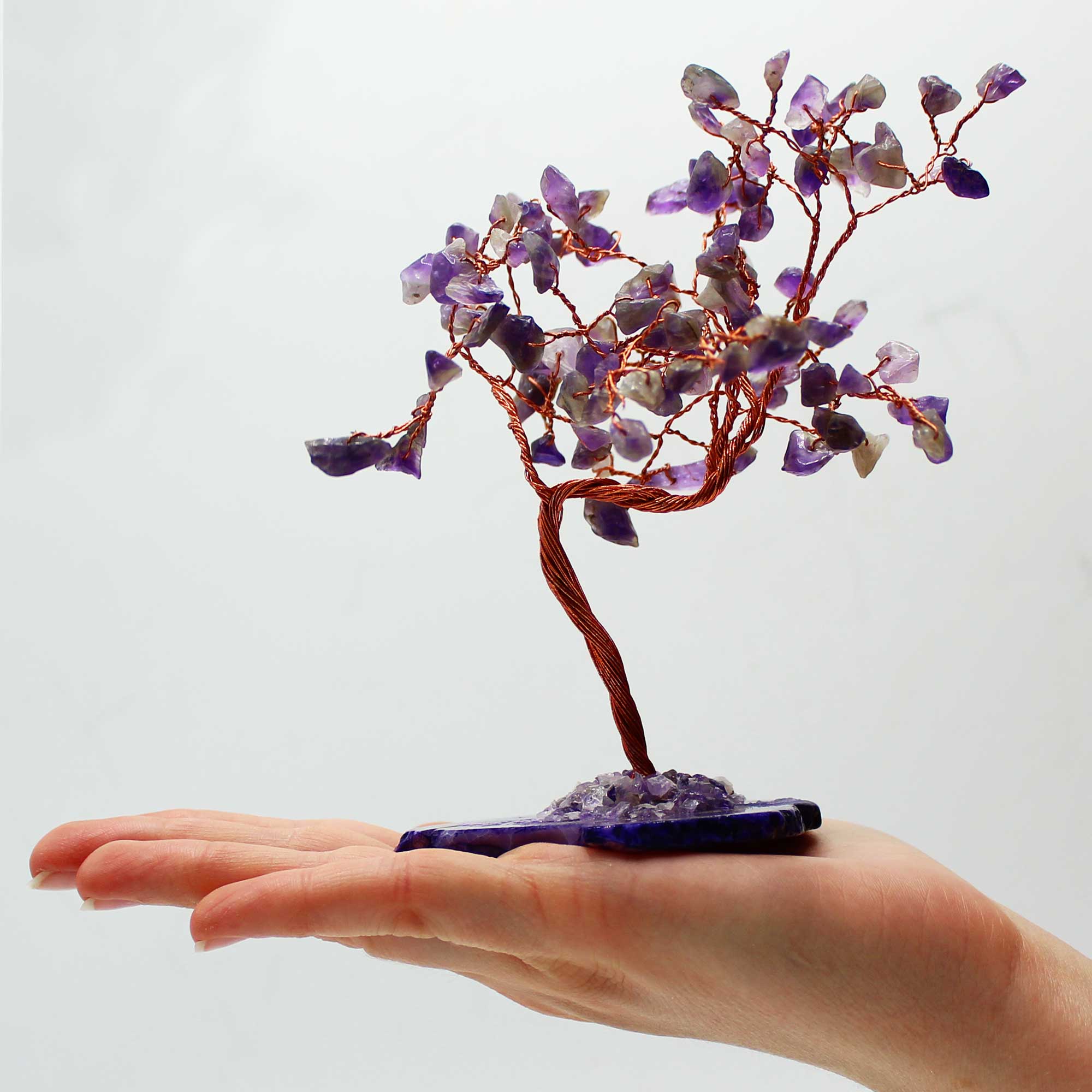 Amethyst on Natural Agate Base (100 stones) Large Gemstone Tree