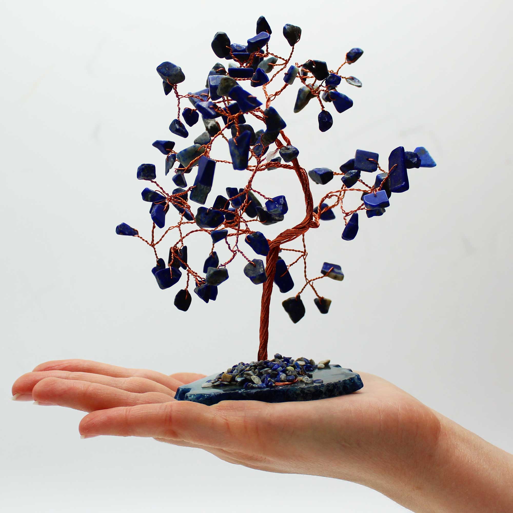 Sodalite on Blue Agate Base (100 stones) Large Gemstone Tree