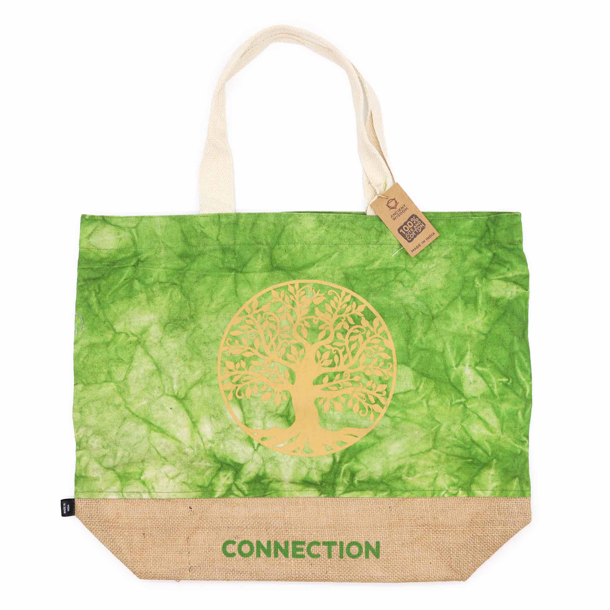 Connection - Tree of Life - Green Stonewash - All Natural Bag