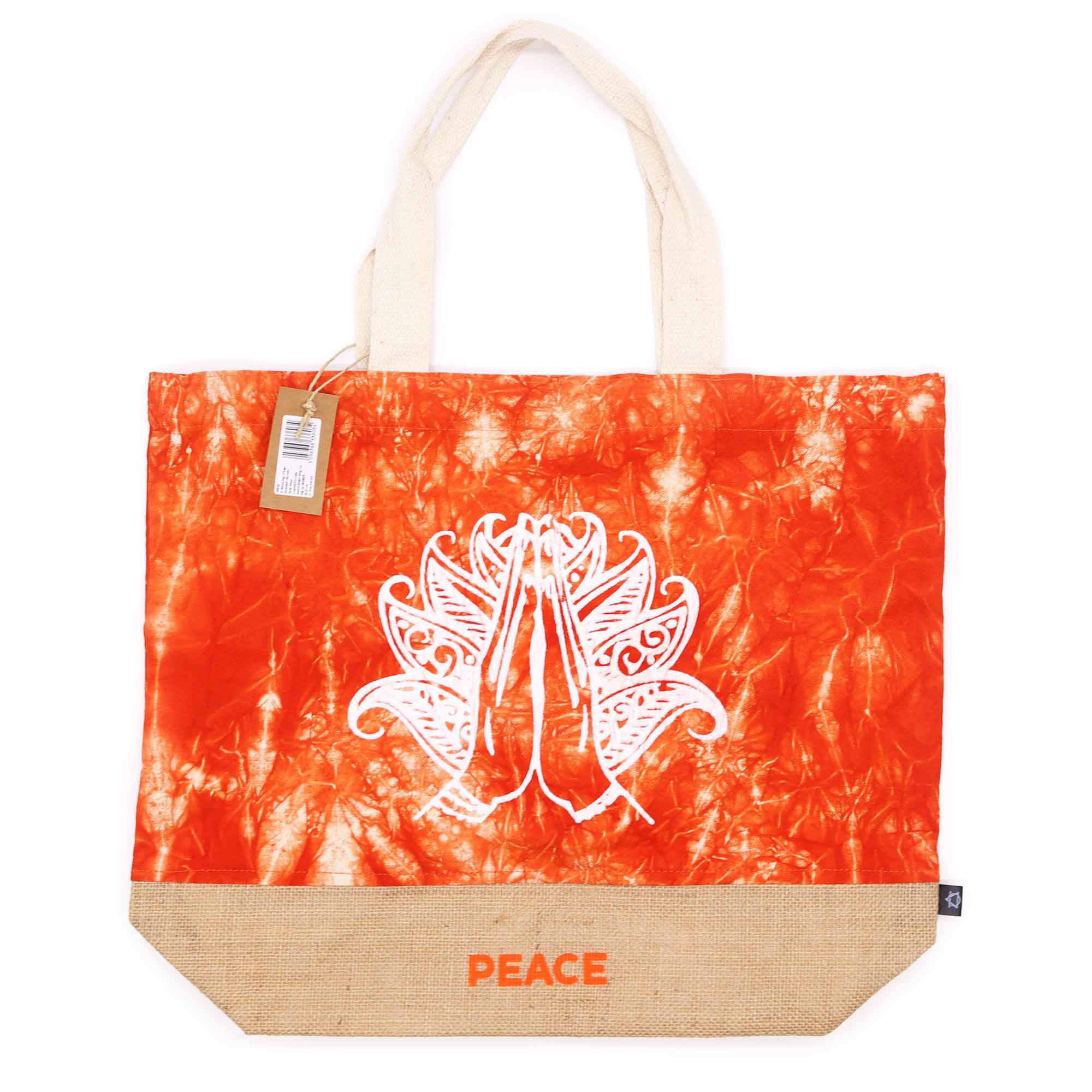 Peace - Namaste Hand - Orange Stonewash - All Natural Bag