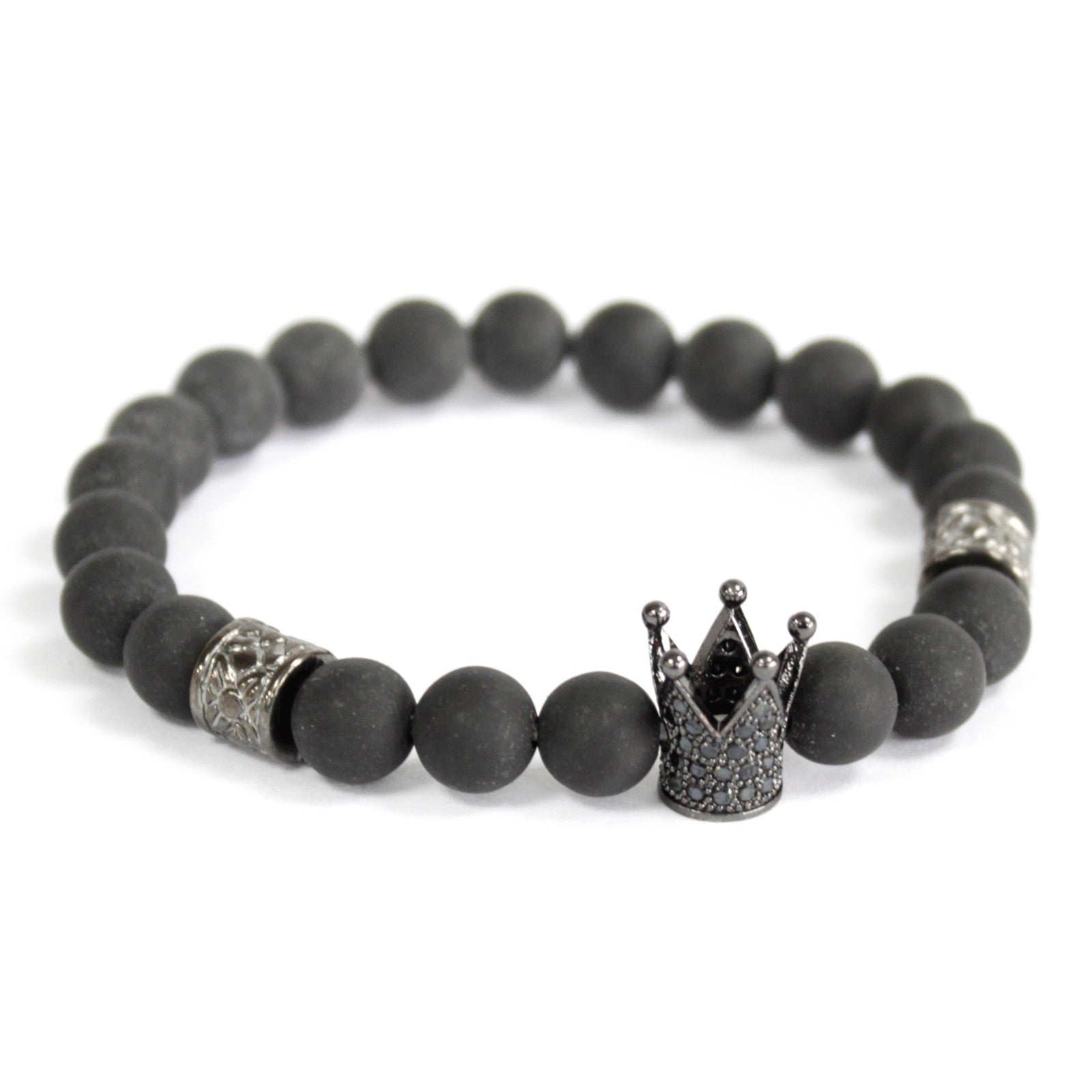 Crystal Crown Black Agate - Gemstone Bracelet