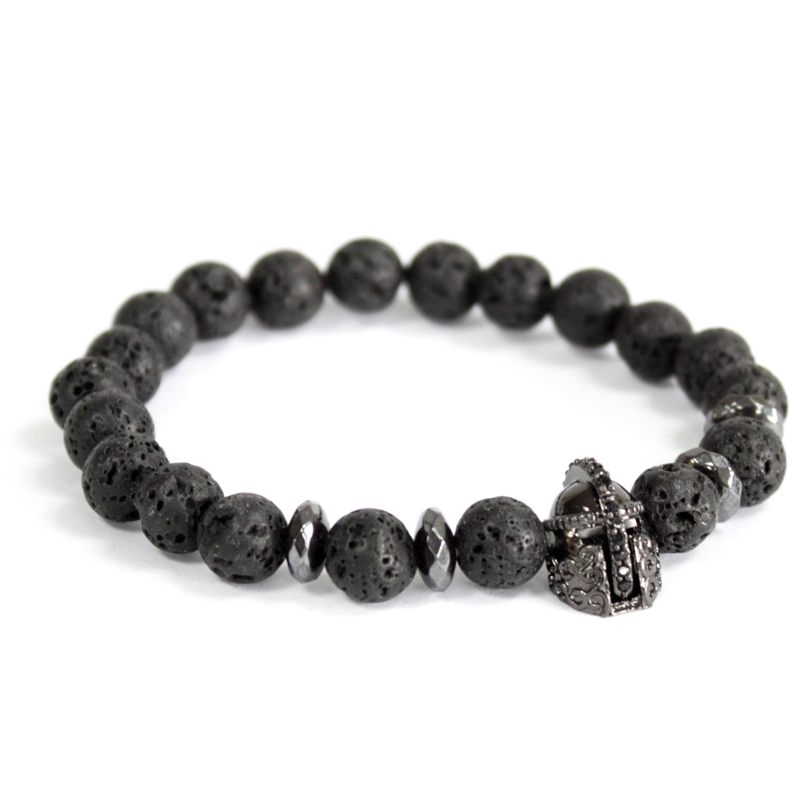 Knight's Helmet Lava Stone - Gemstone Bracelet