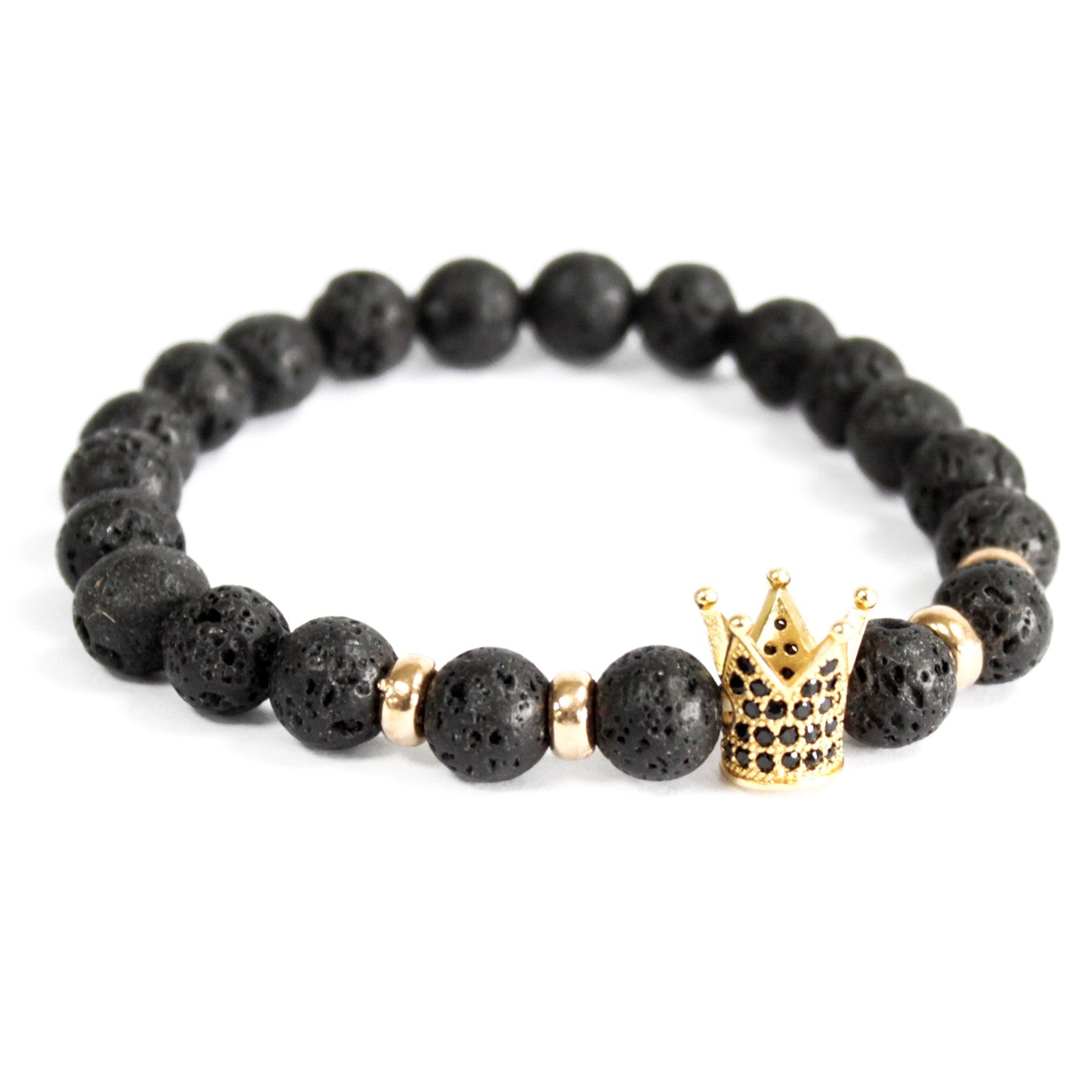 Gold Crown Lava Stone - Gemstone Bracelet