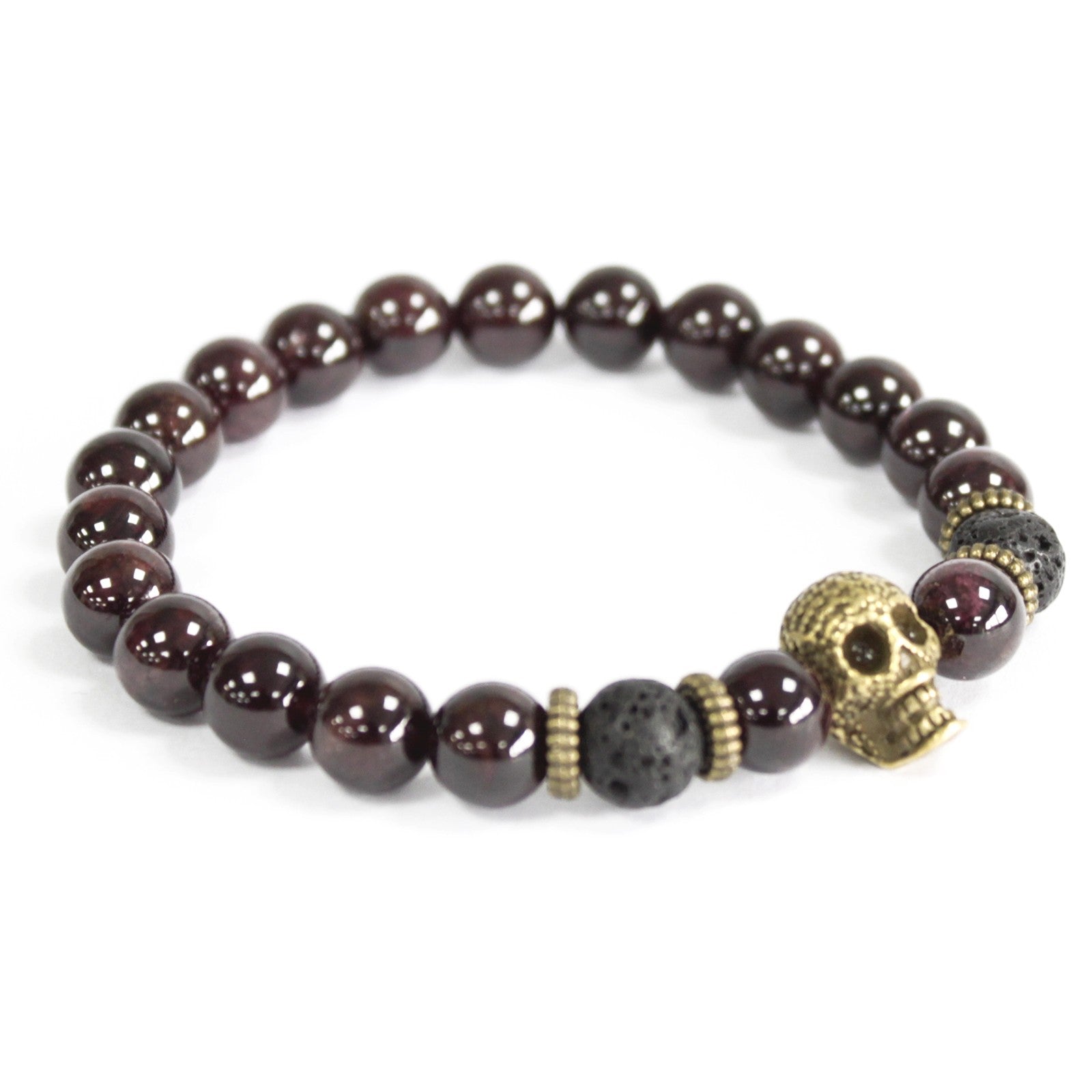 Bronze Skull Blood Stone - Gemstone Bracelet