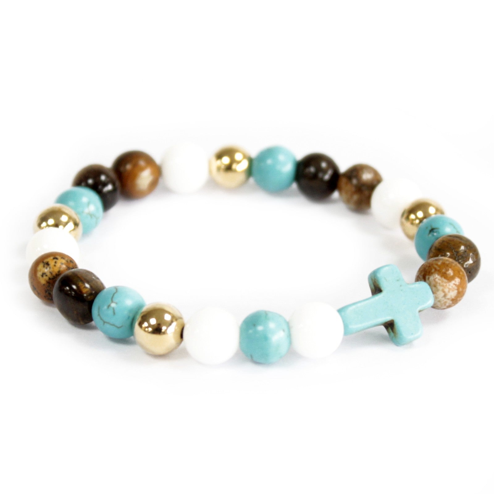 Turquoise Howlite Cross Royal Beads - Gemstone Bracelet