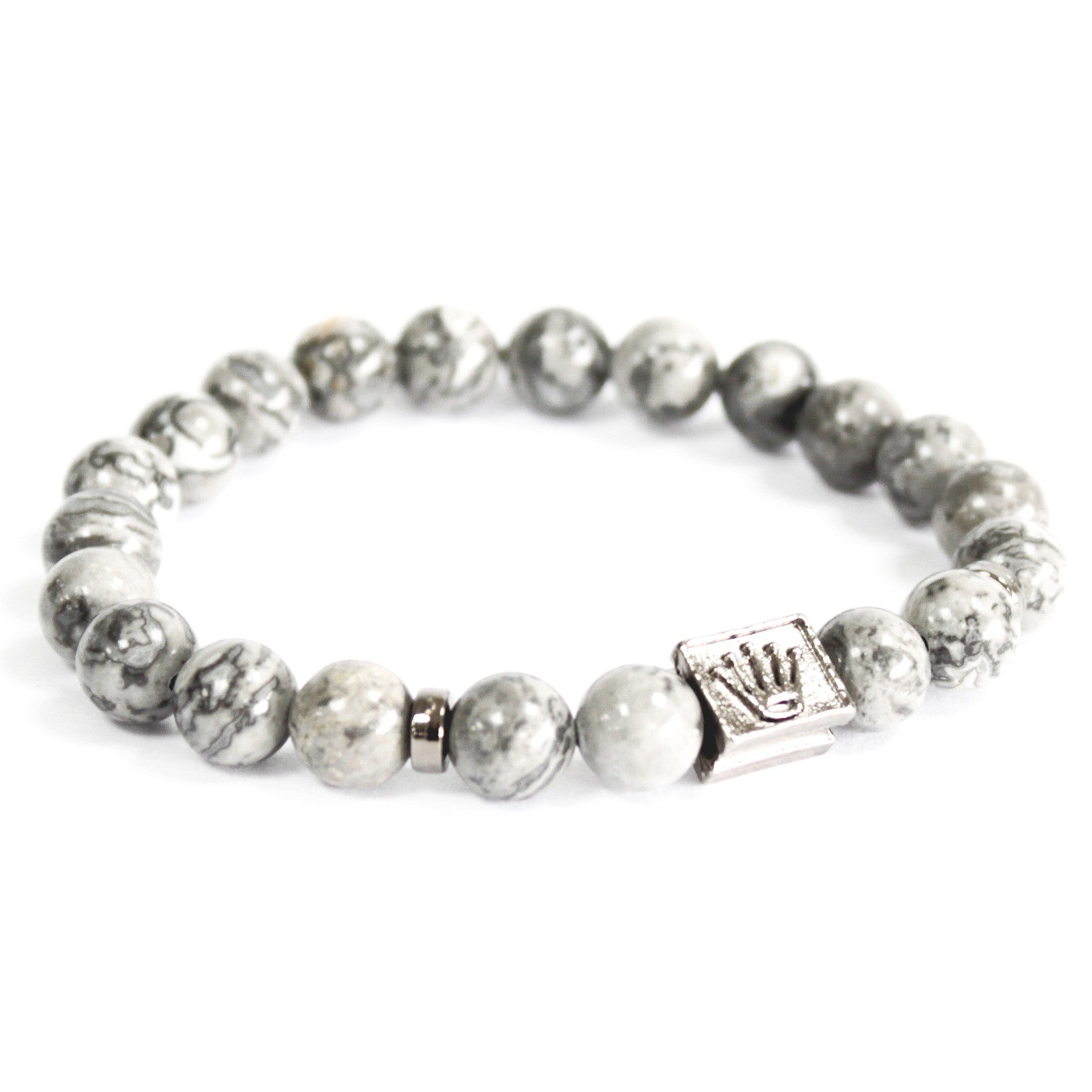 Crown Ingot Grey Agate - Gemstone Bracelet