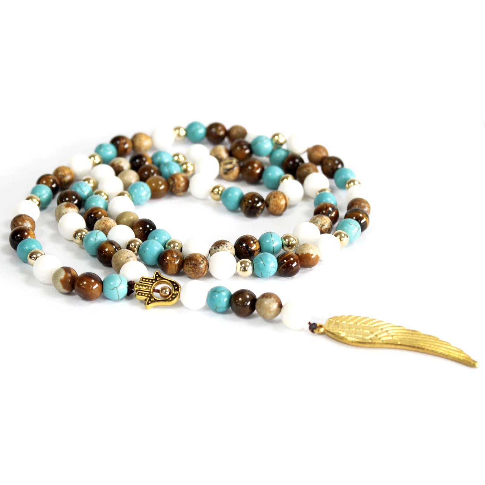 Angel Wing Multi Beads Necklace - Gemstone Necklace