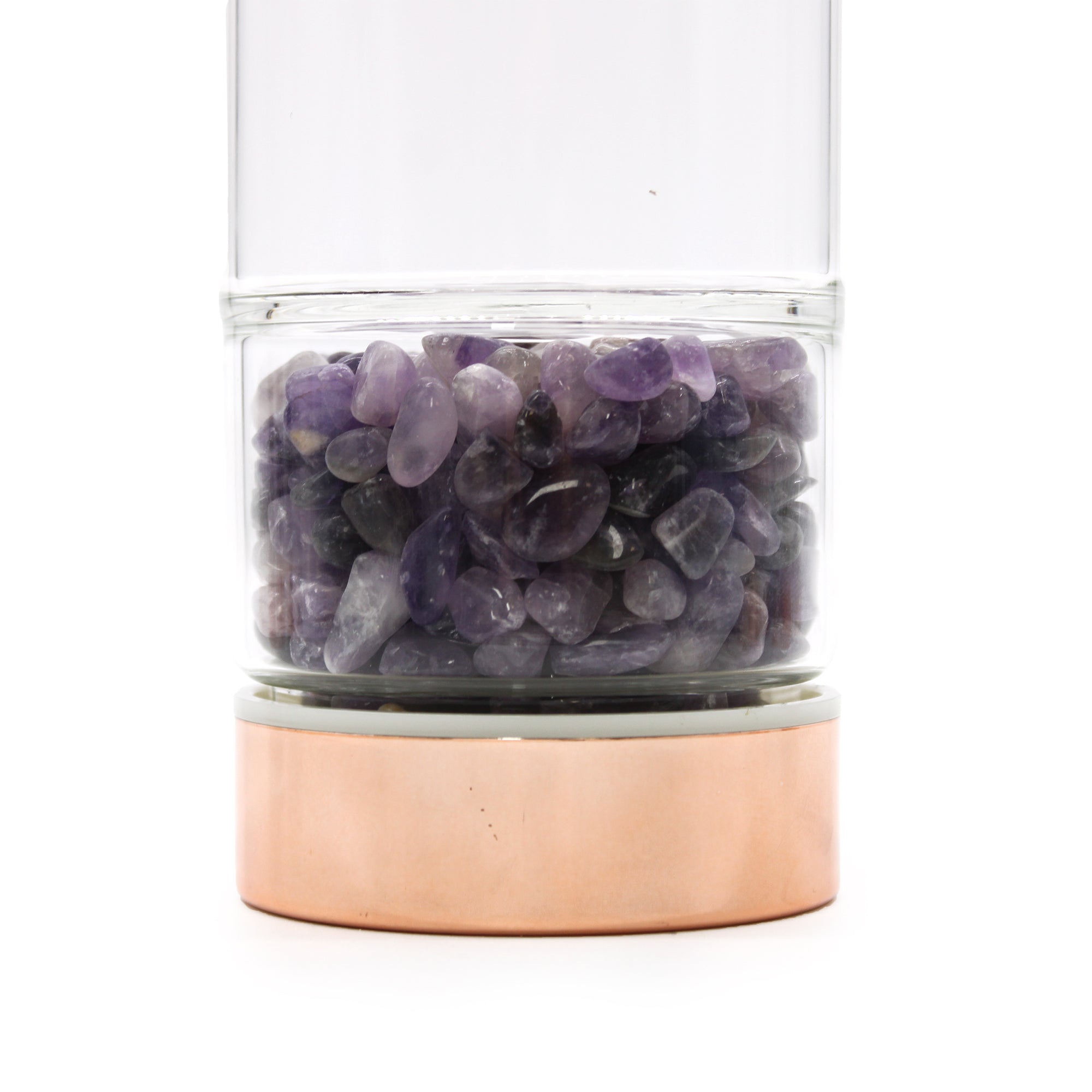 Amethyst - Crystal Glass Tea Infuser Bottle - Rose Gold