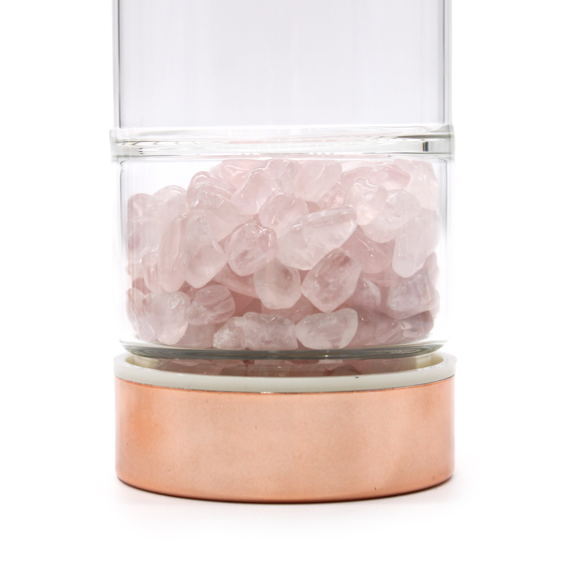 Rose Quartz - Crystal Glass Tea Infuser Bottle - Rose Gold