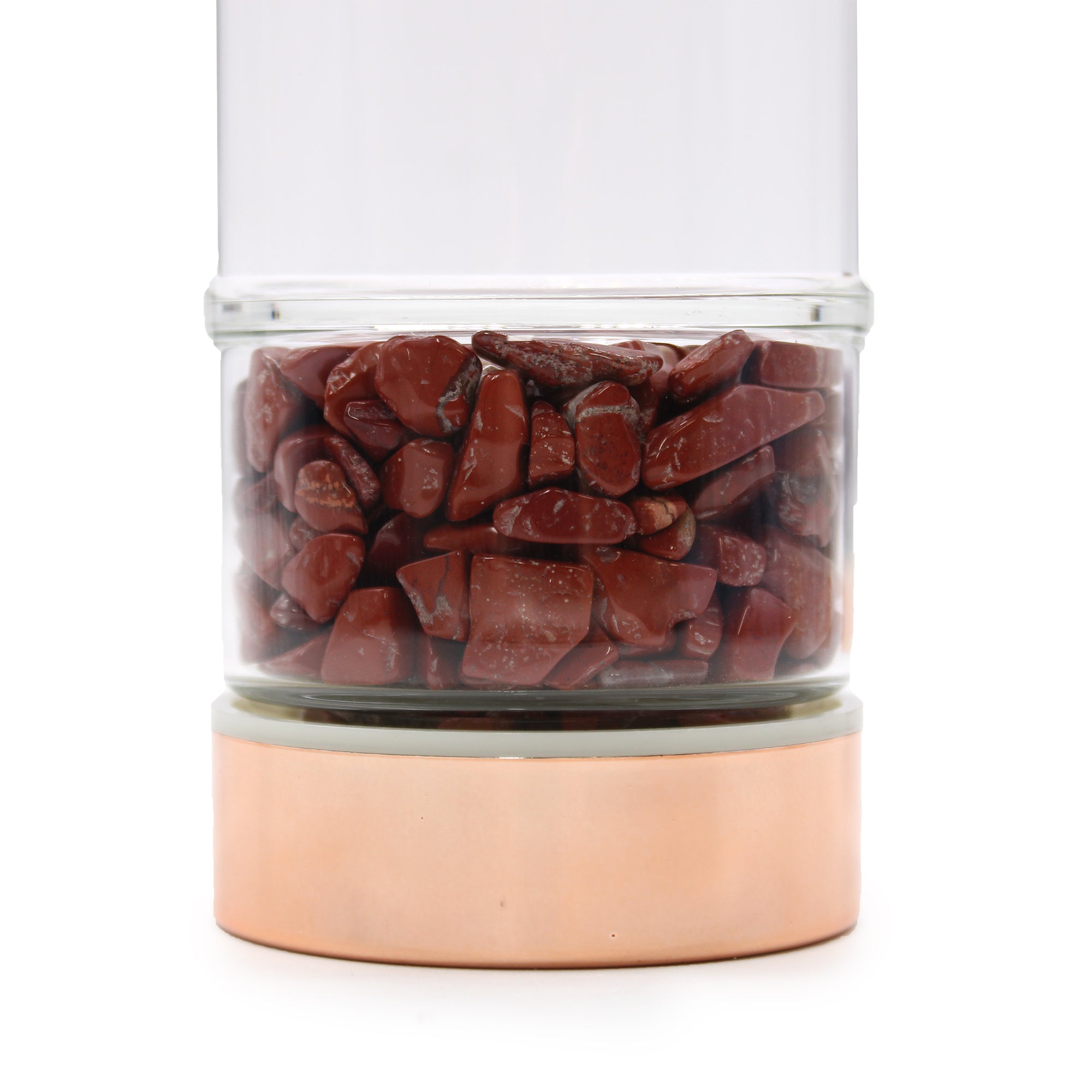 Red Jasper - Crystal Glass Tea Infuser Bottle - Rose Gold