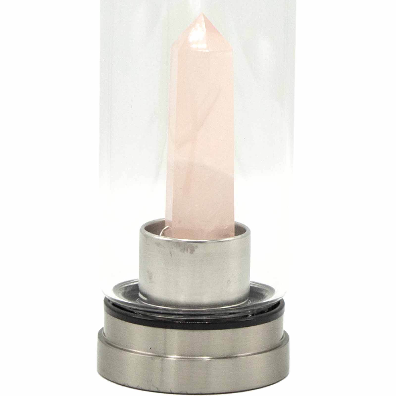 Rejuvenating Rose Quartz - Crystal Infused Glass Water Bottle - Obelisk