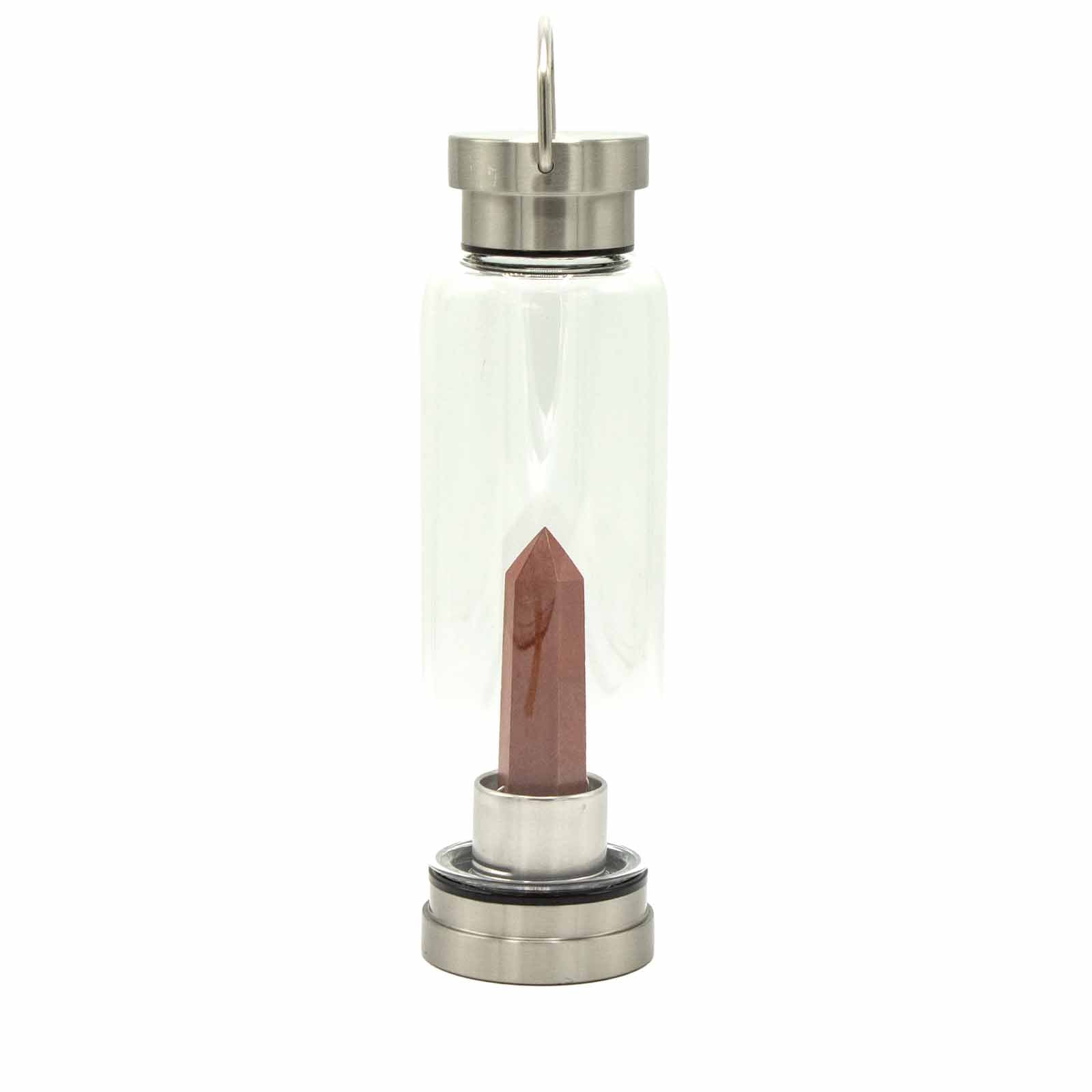 Invigorating Red Jasper - Crystal Infused Glass Water Bottle - Obelisk