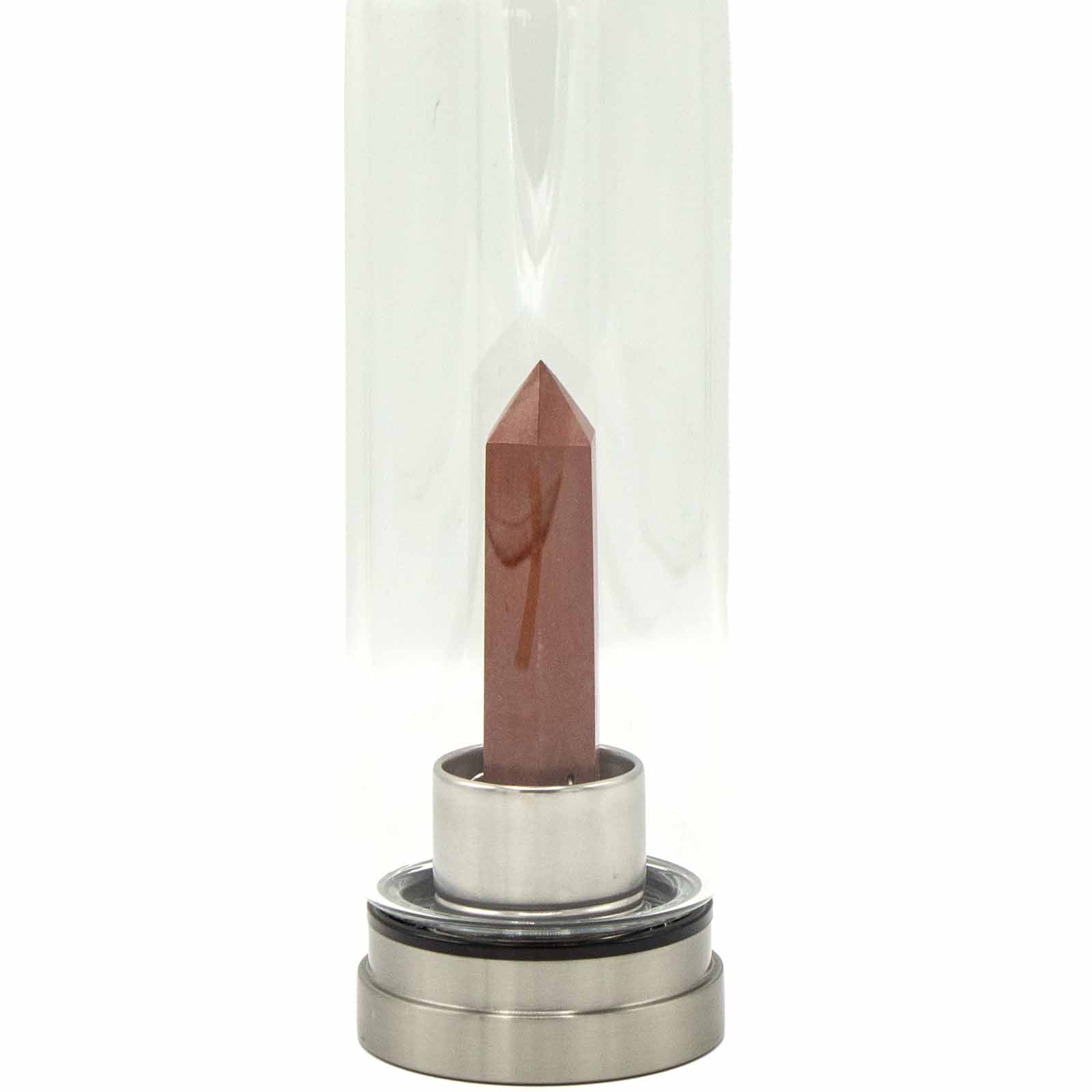 Invigorating Red Jasper - Crystal Infused Glass Water Bottle - Obelisk