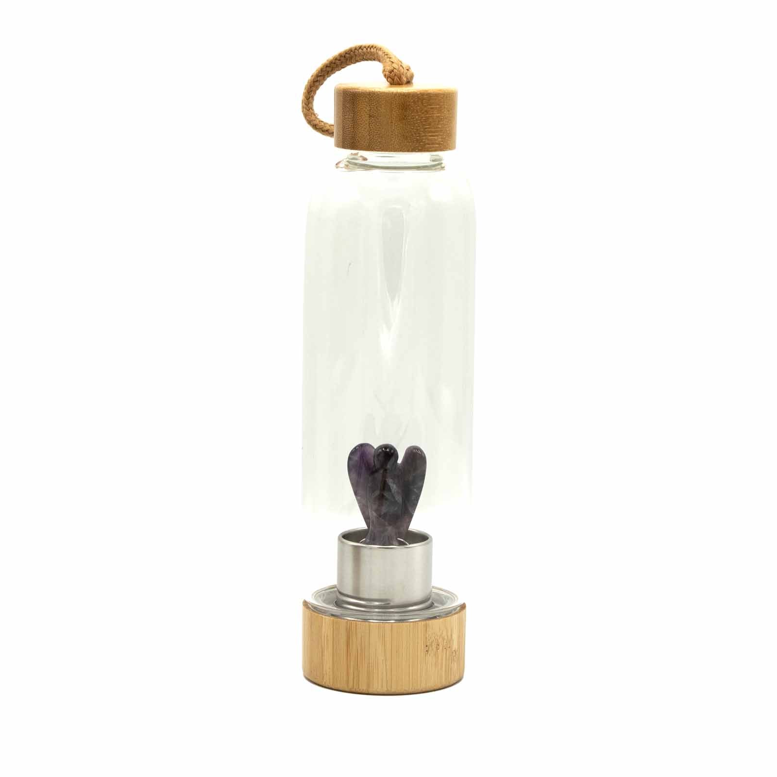 Relaxing Amethyst - Crystal Infused Glass Water Bottle - Angel