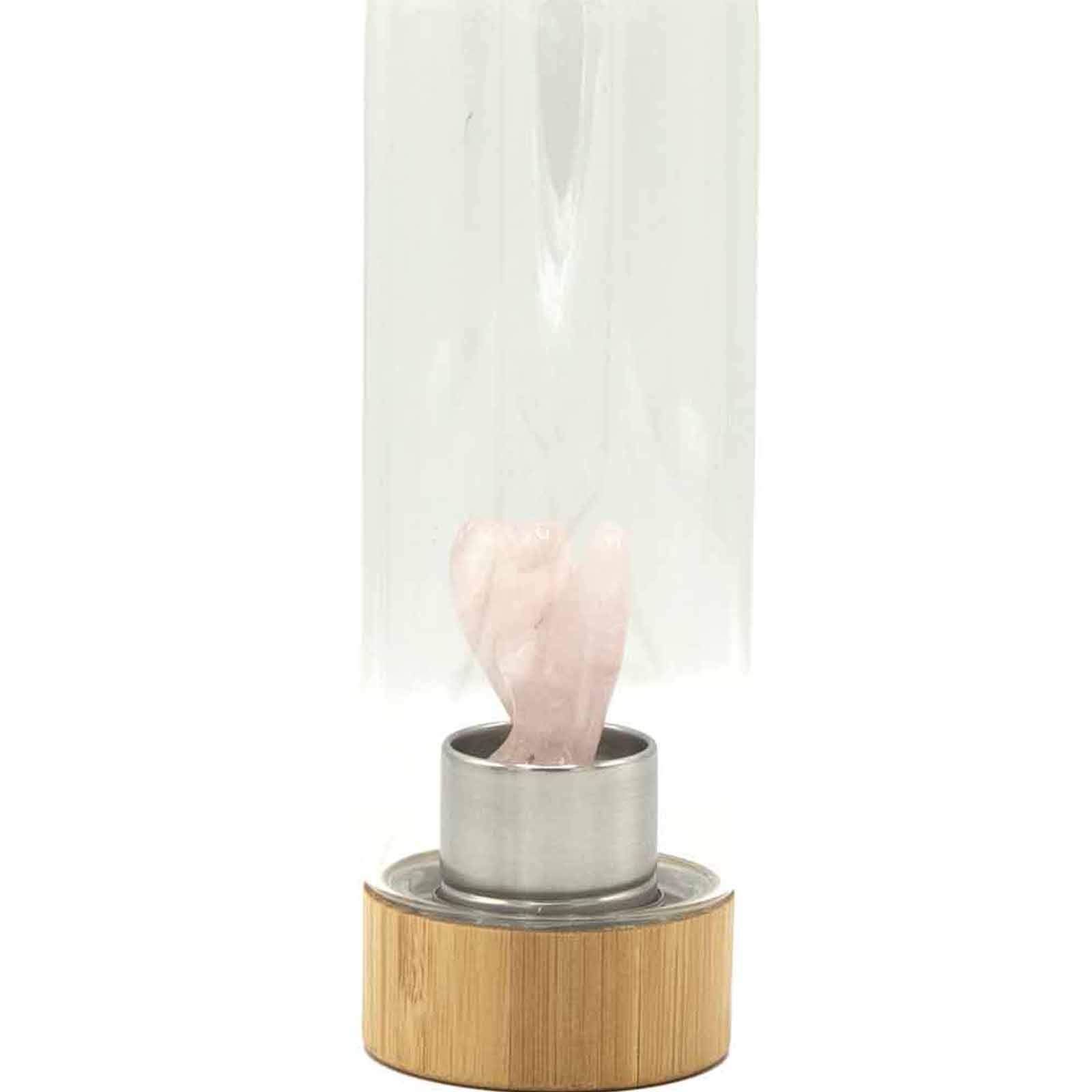 Rejuvenating Rose Quartz - Crystal Infused Glass Water Bottle - Angel