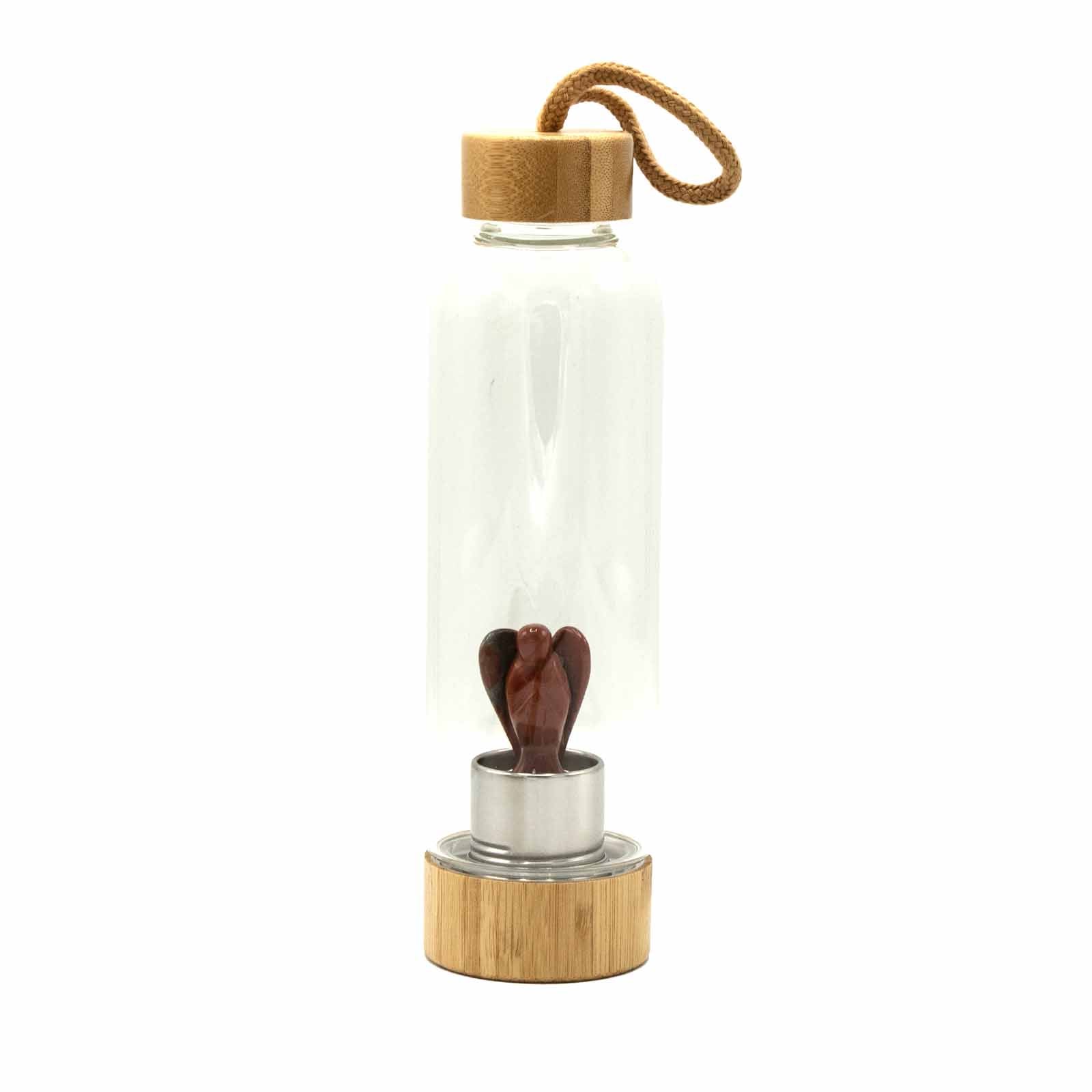 Invigorating Red Jasper - Crystal Infused Glass Water Bottle - Angel