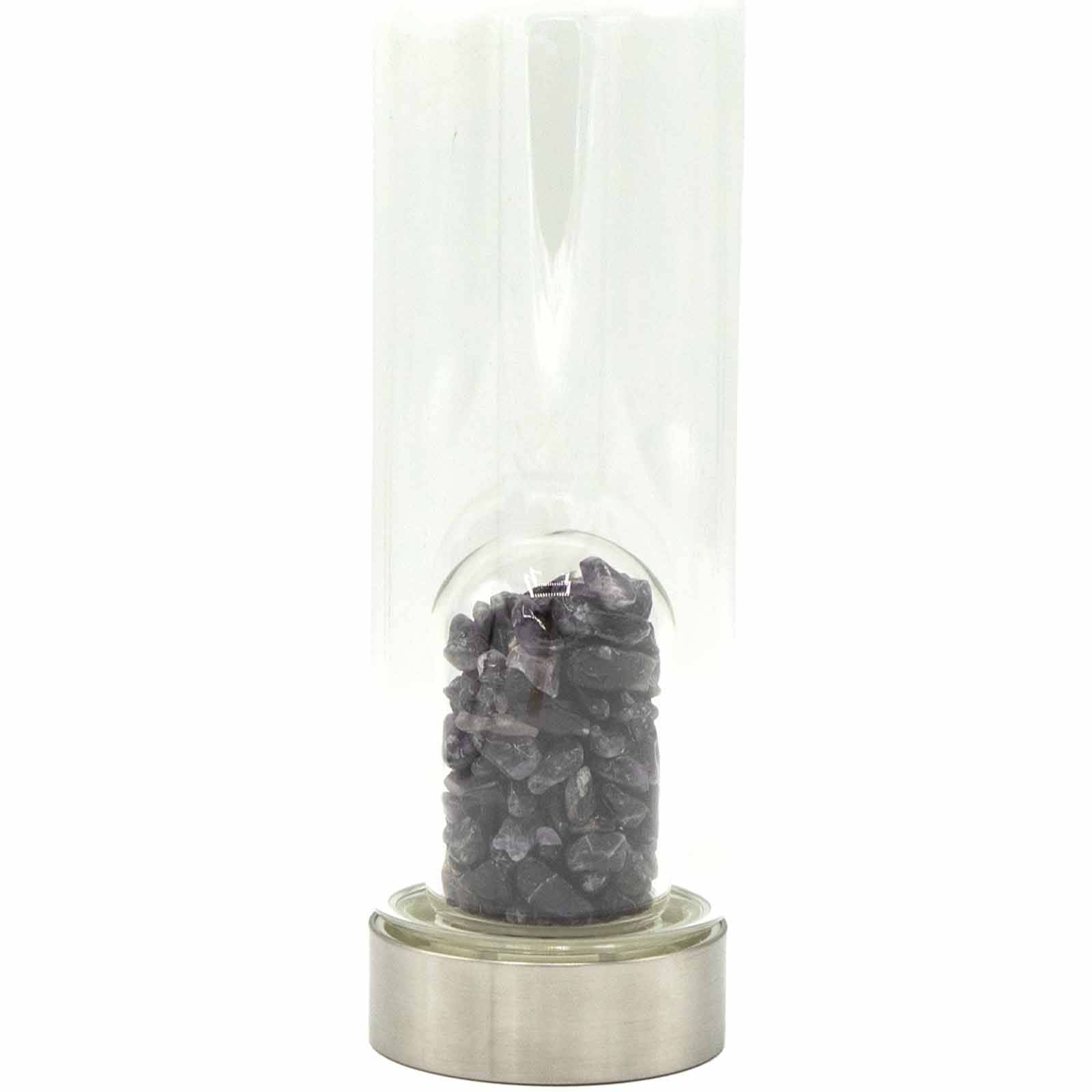 Relaxing Amethyst - Crystal Infused Glass Water Bottle - Chips