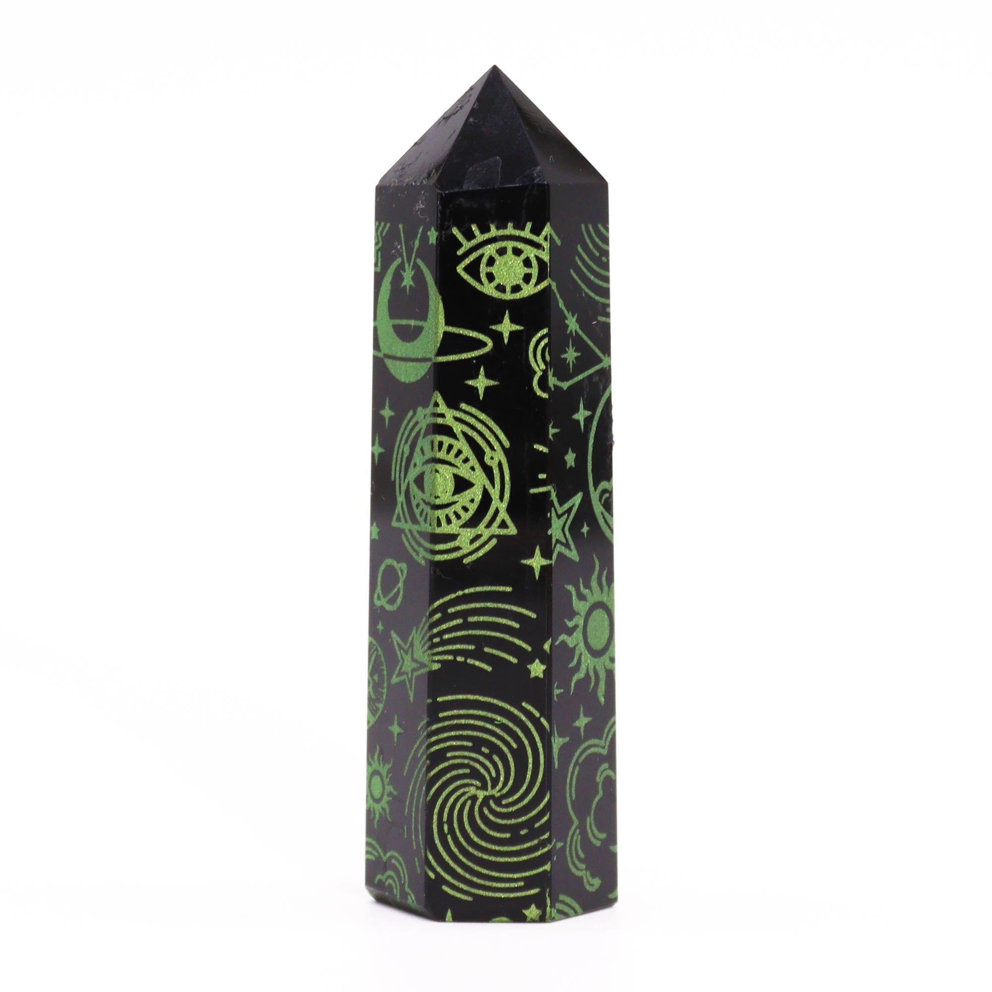 Forest Green - Black Obsidian Points - Mystic Story (approc 60-70gm 9cm)