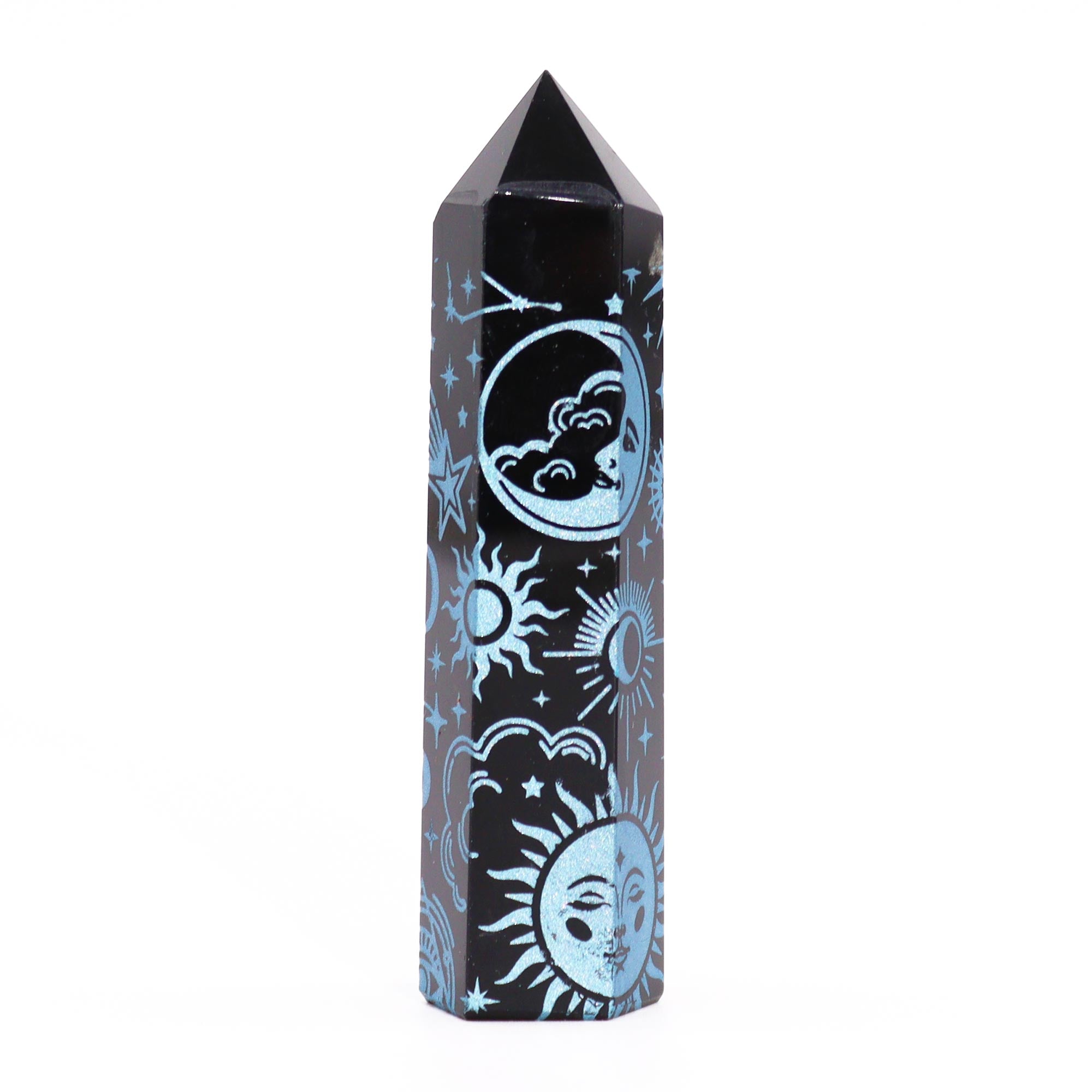 Sky Blue - Black Obsidian Points - Mystic Story (approc 60-70gm 9cm)