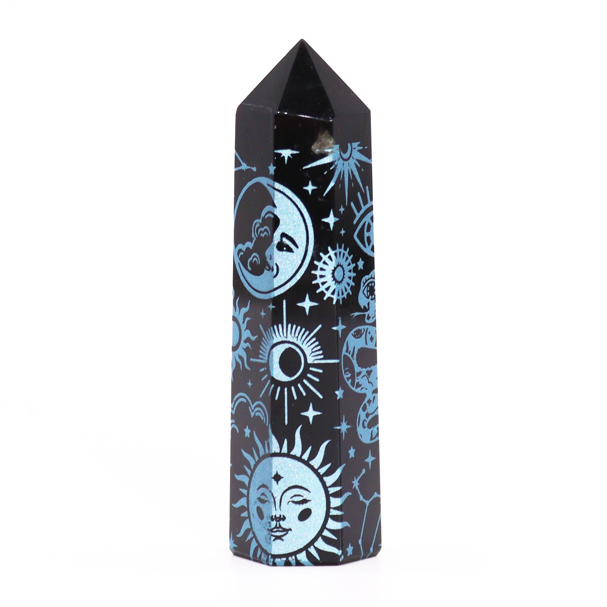 Sky Blue - Black Obsidian Points - Mystic Story (approc 60-70gm 9cm)