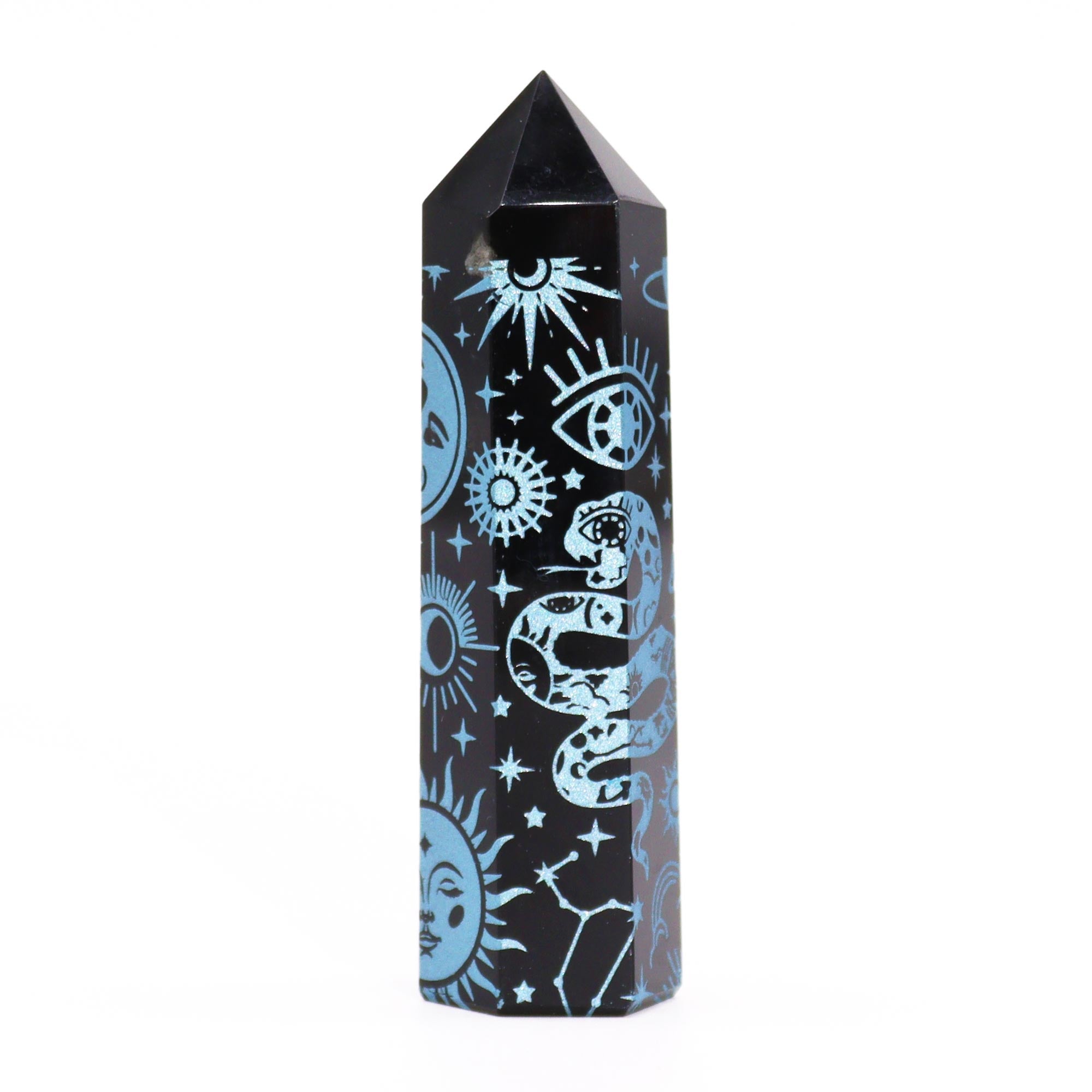 Sky Blue - Black Obsidian Points - Mystic Story (approc 60-70gm 9cm)