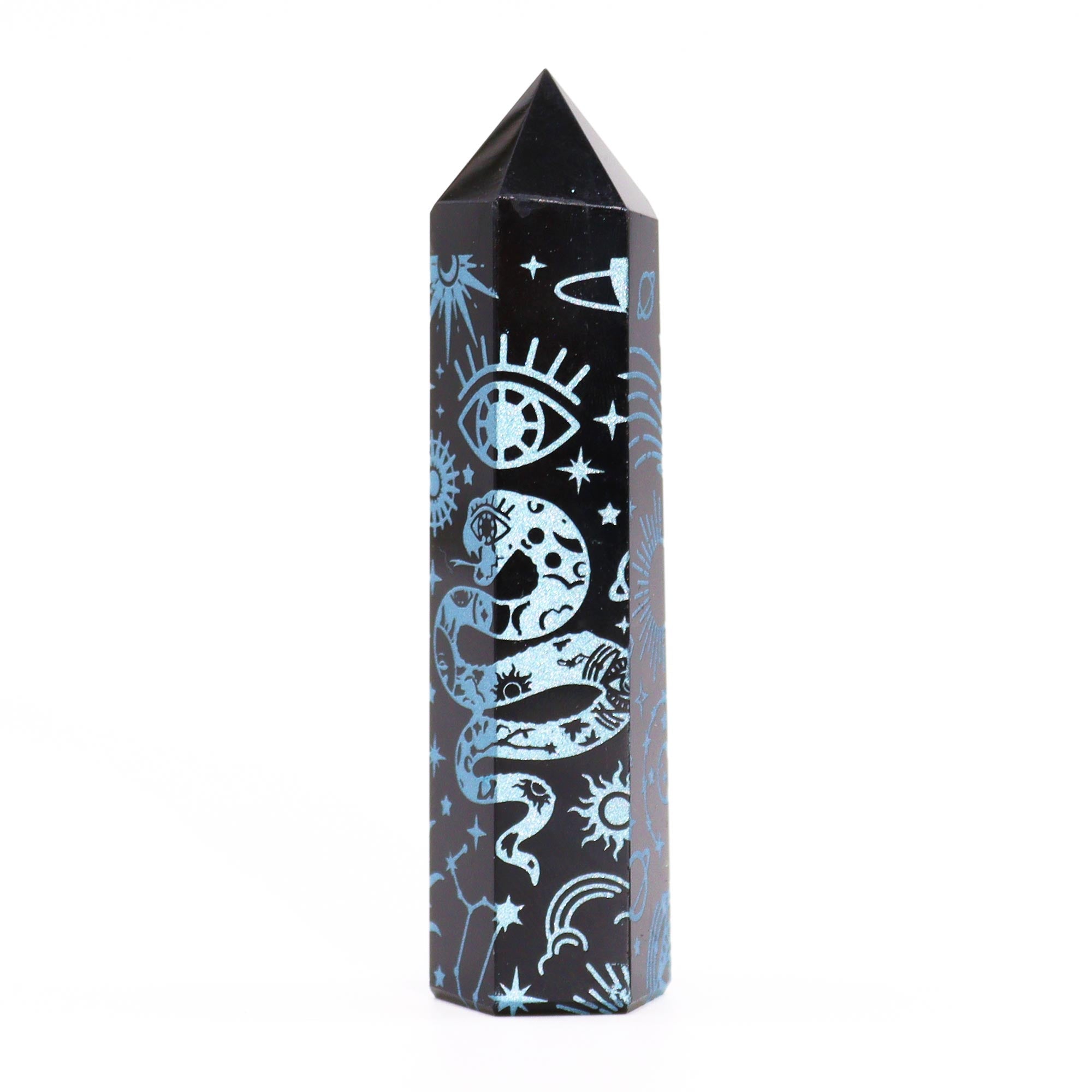 Sky Blue - Black Obsidian Points - Mystic Story (approc 60-70gm 9cm)