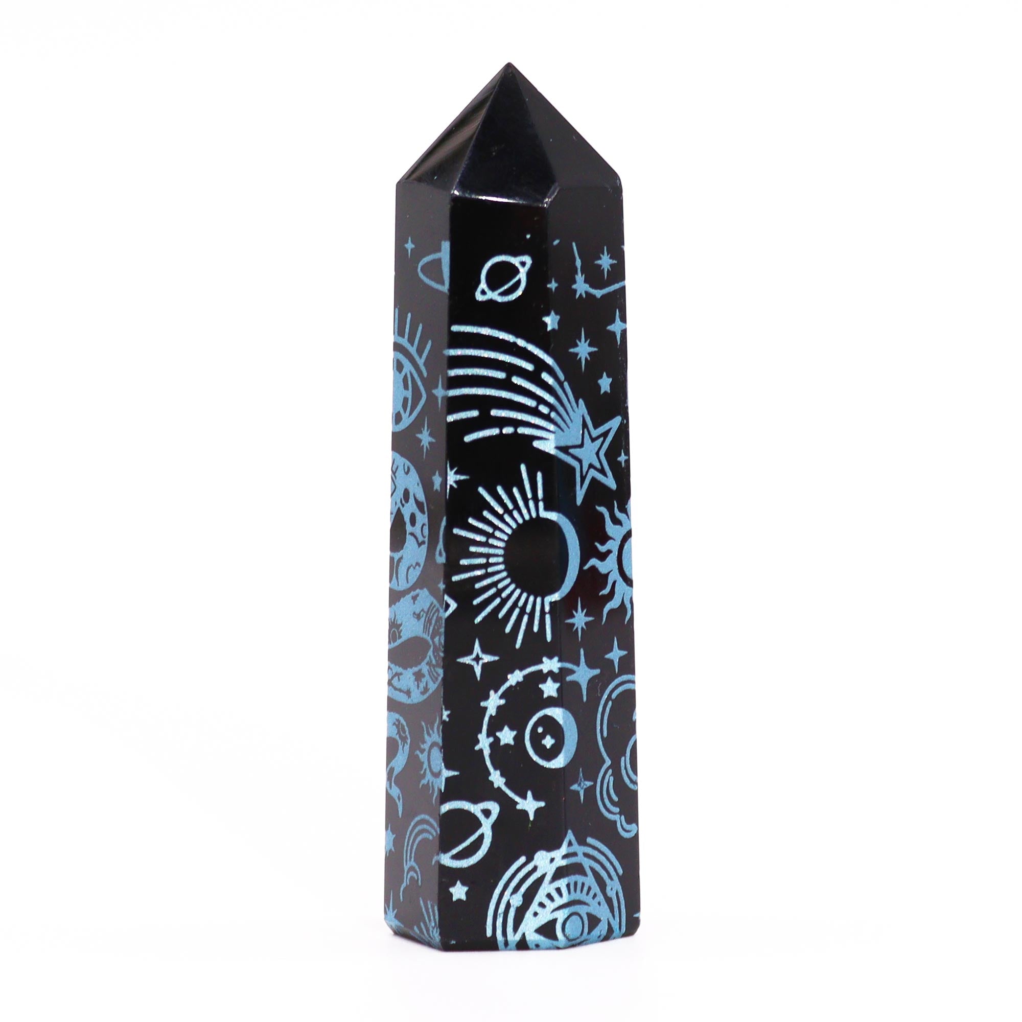 Sky Blue - Black Obsidian Points - Mystic Story (approc 60-70gm 9cm)