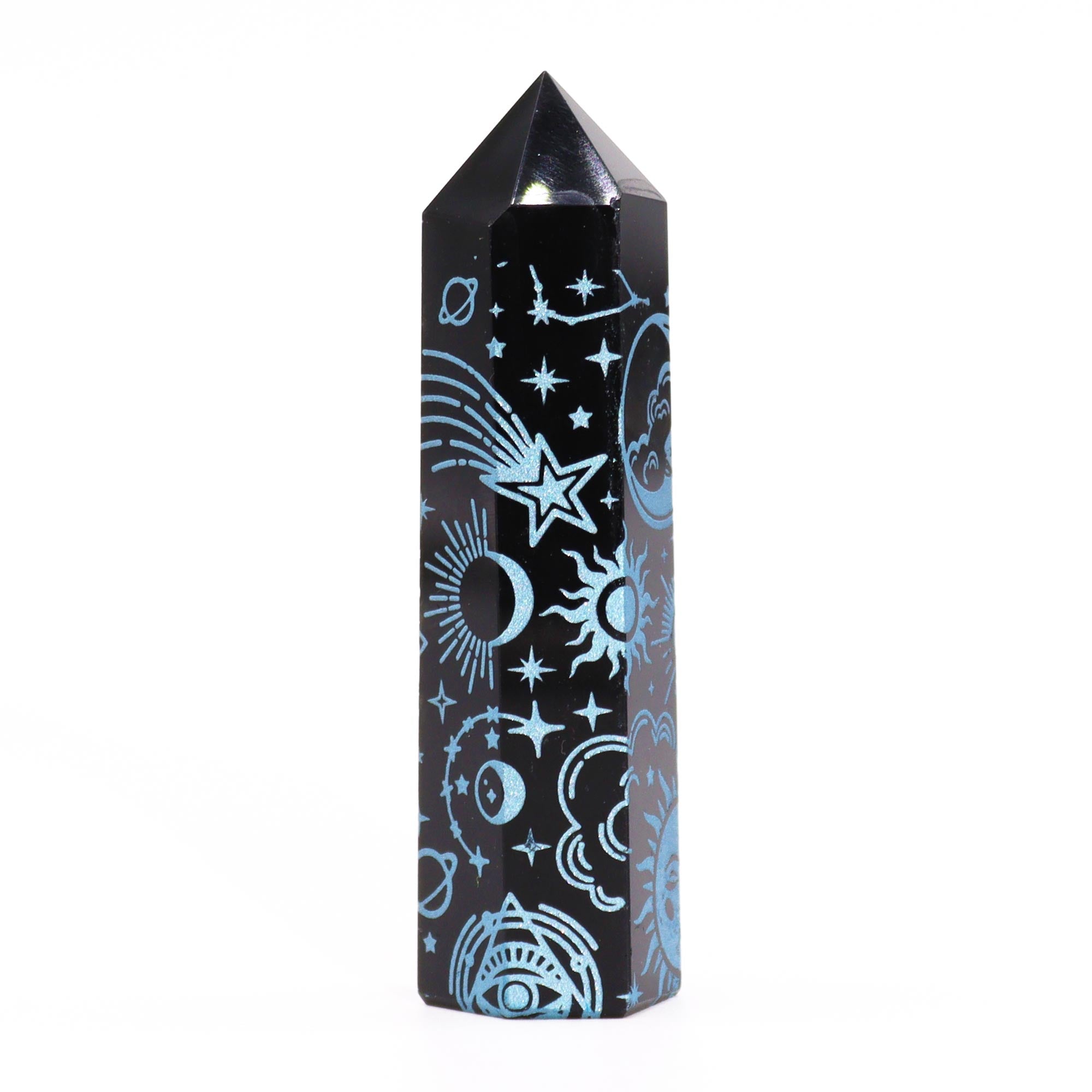 Sky Blue - Black Obsidian Points - Mystic Story (approc 60-70gm 9cm)