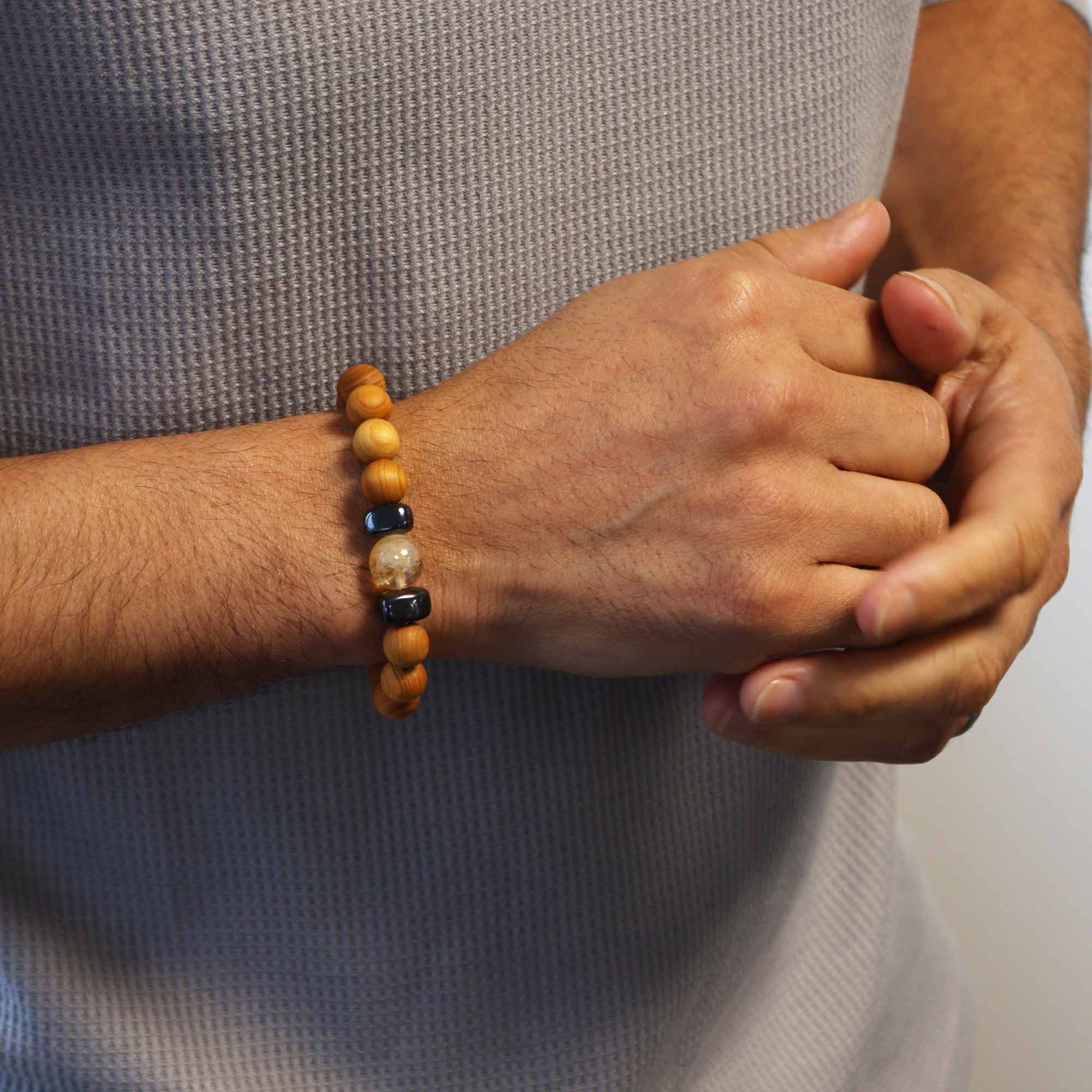 Large Citrine - Solar Plexus Chakra Cedwarwood Bangle