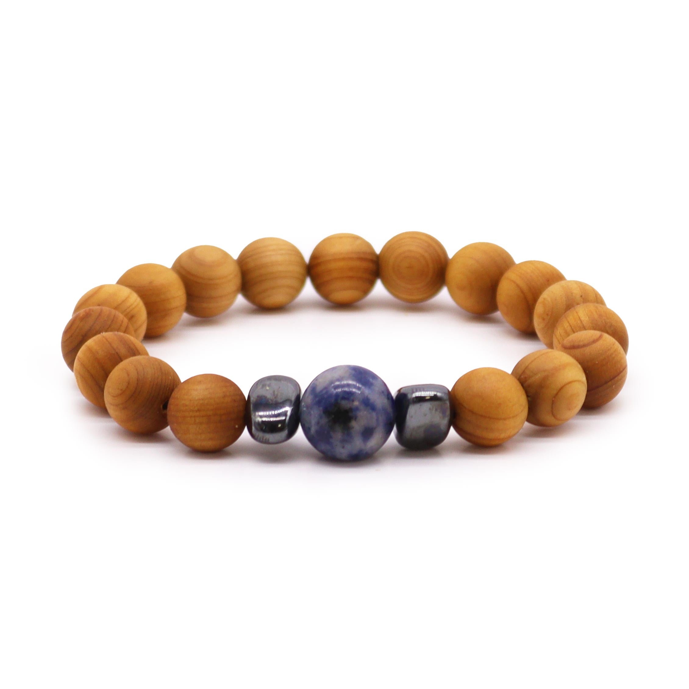 Large Sodalite - Throat Chakra Cedarwood Bangle