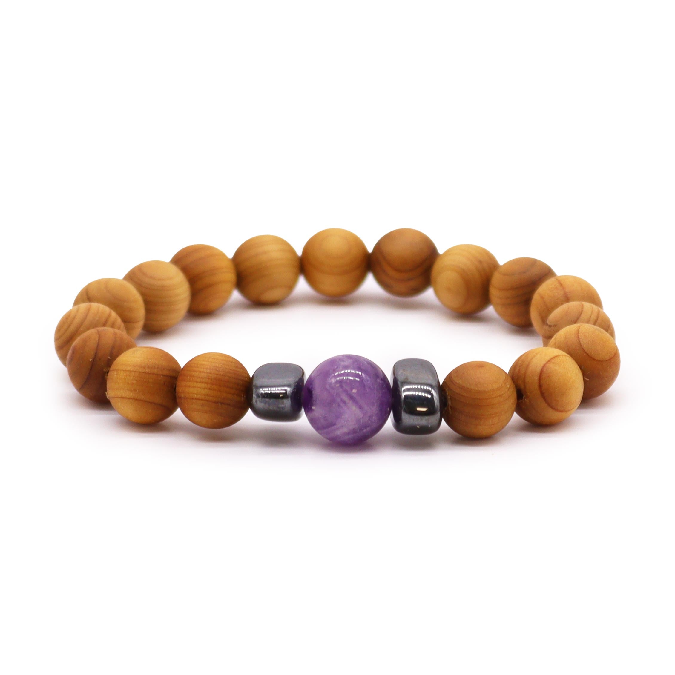 Large Amethyst - Third Eye Chakra Cedarwood Bangle