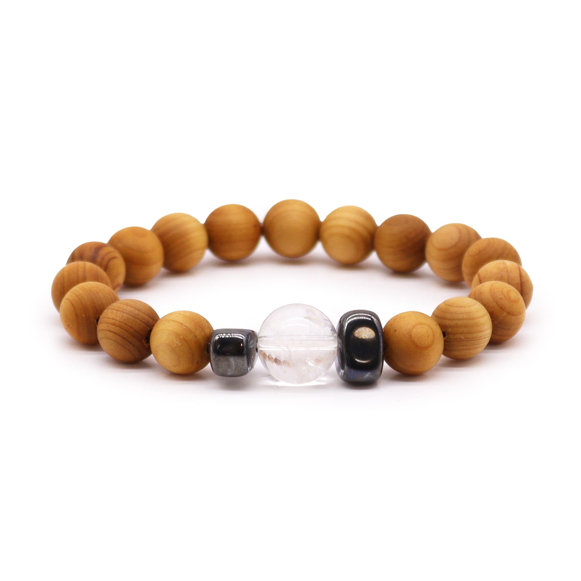 Large Clear Quartz - Crown Chakra Cedarwood Bangle