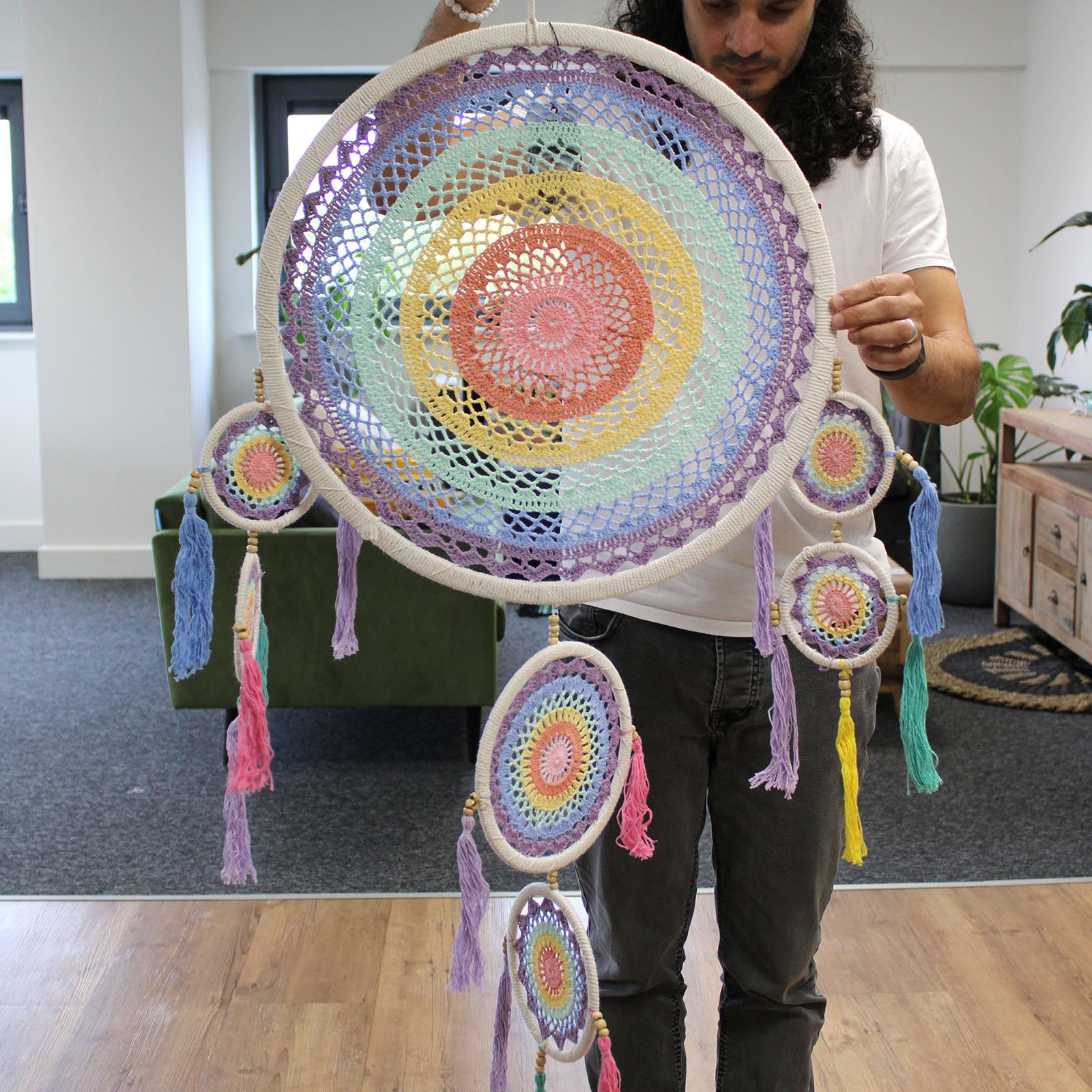 Pastel Rainbow - Large Dream Catcher