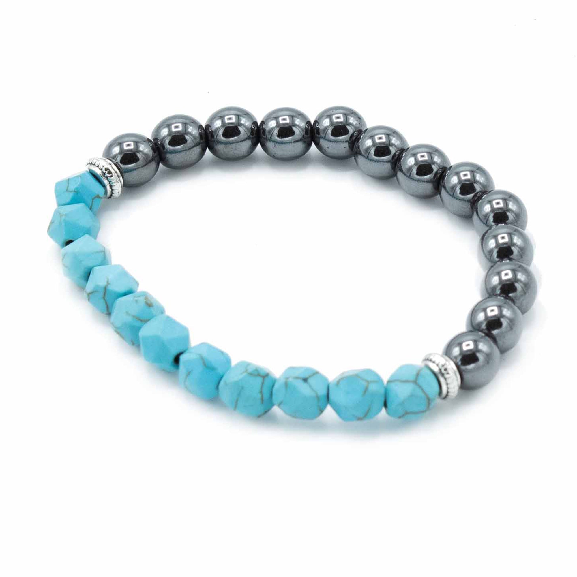 Magnetic Turquoise Howlite - Faceted Gemstone Bracelet