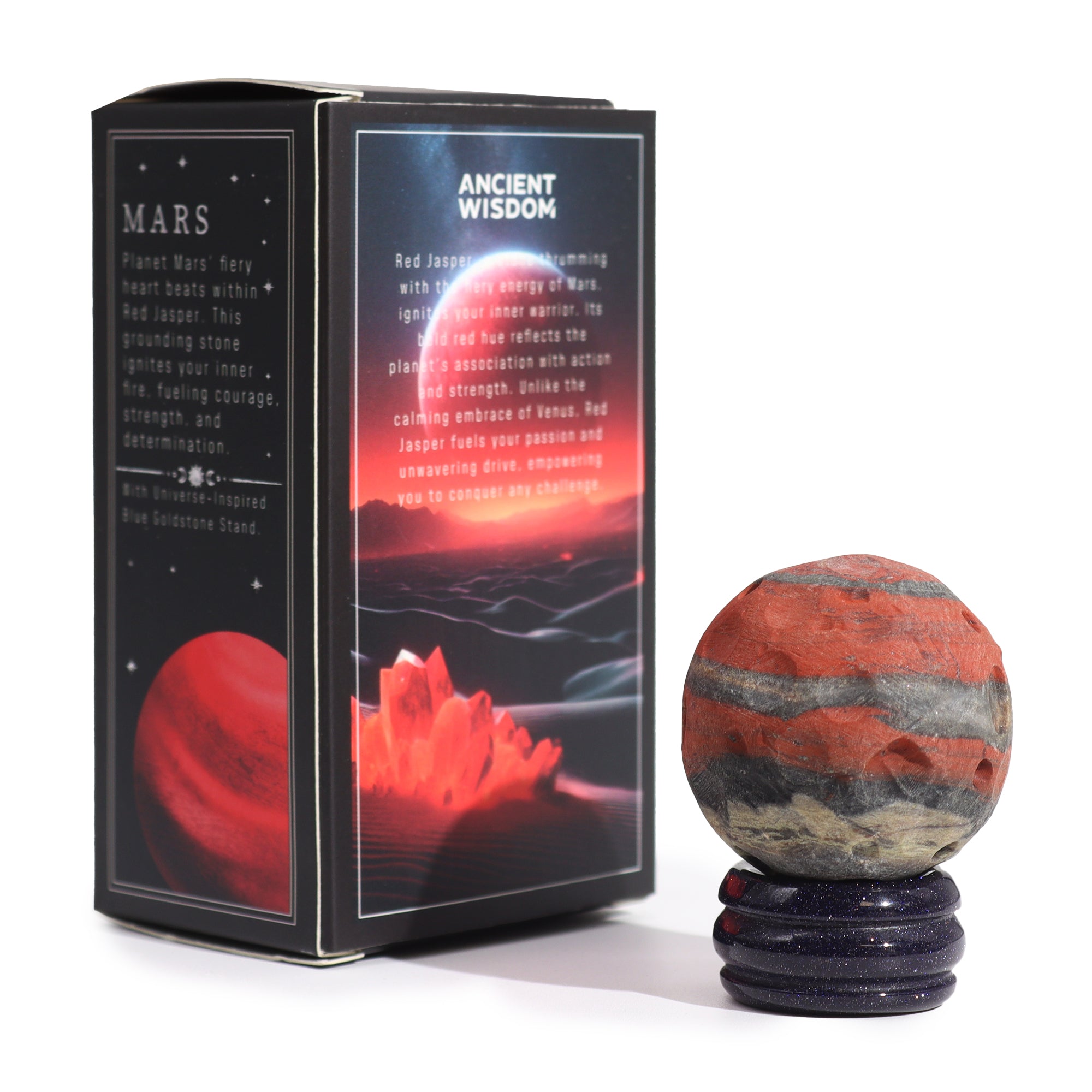 Red Jasper Planet on Solar Goldstone Stand (Mars) - 40mm