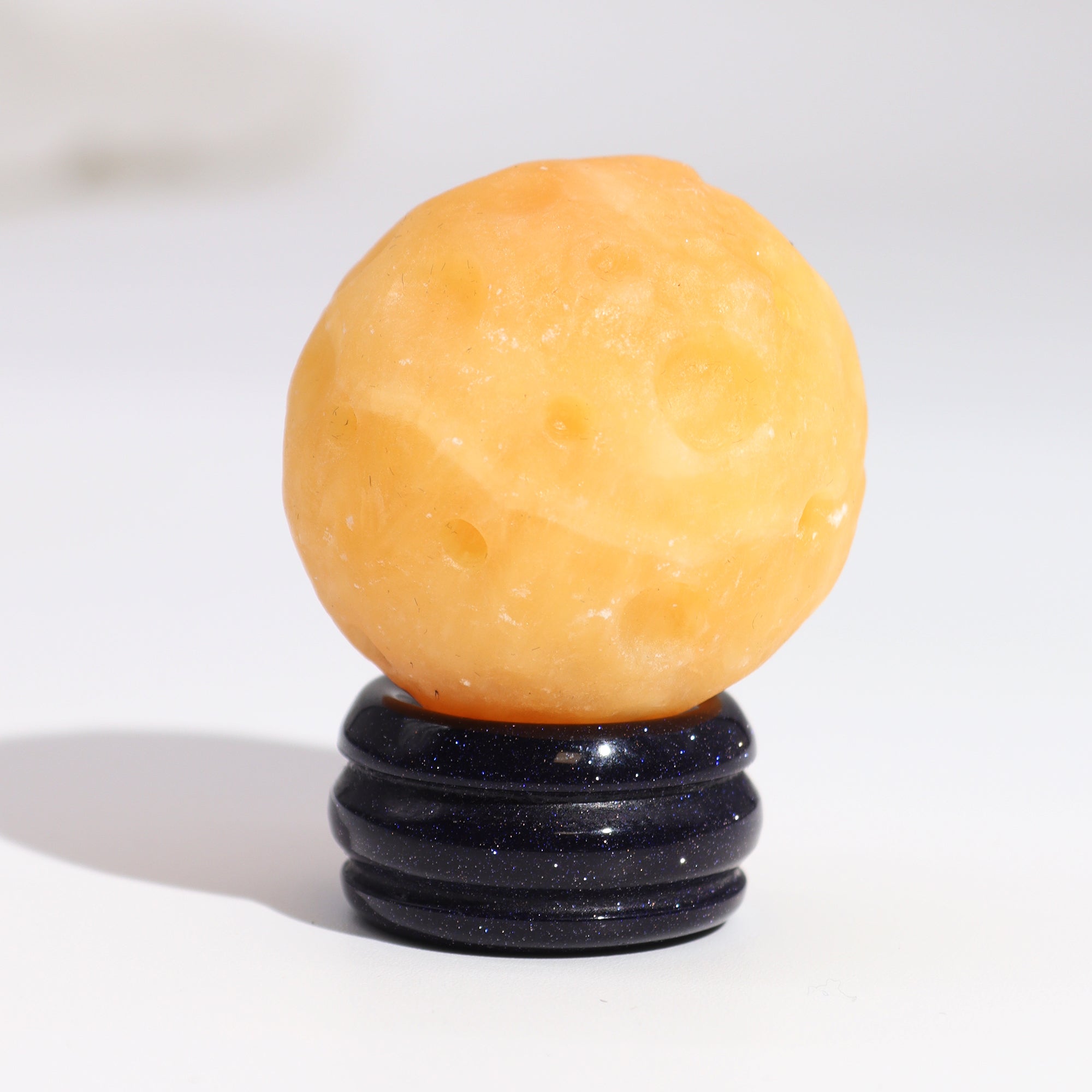 Yellow Jade Planet on Solar Goldstone Stand (Saturn) - 40mm