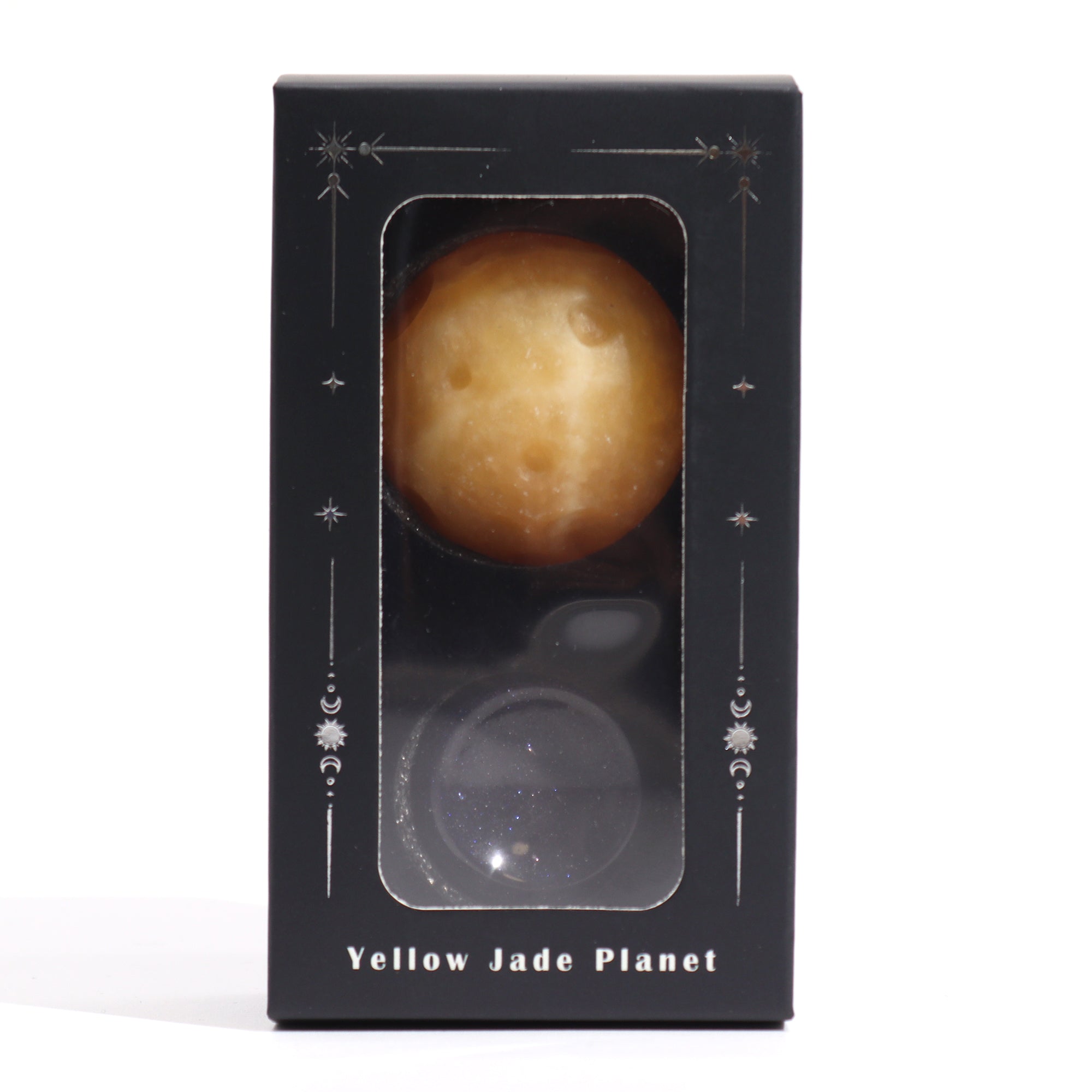 Yellow Jade Planet on Solar Goldstone Stand (Saturn) - 40mm