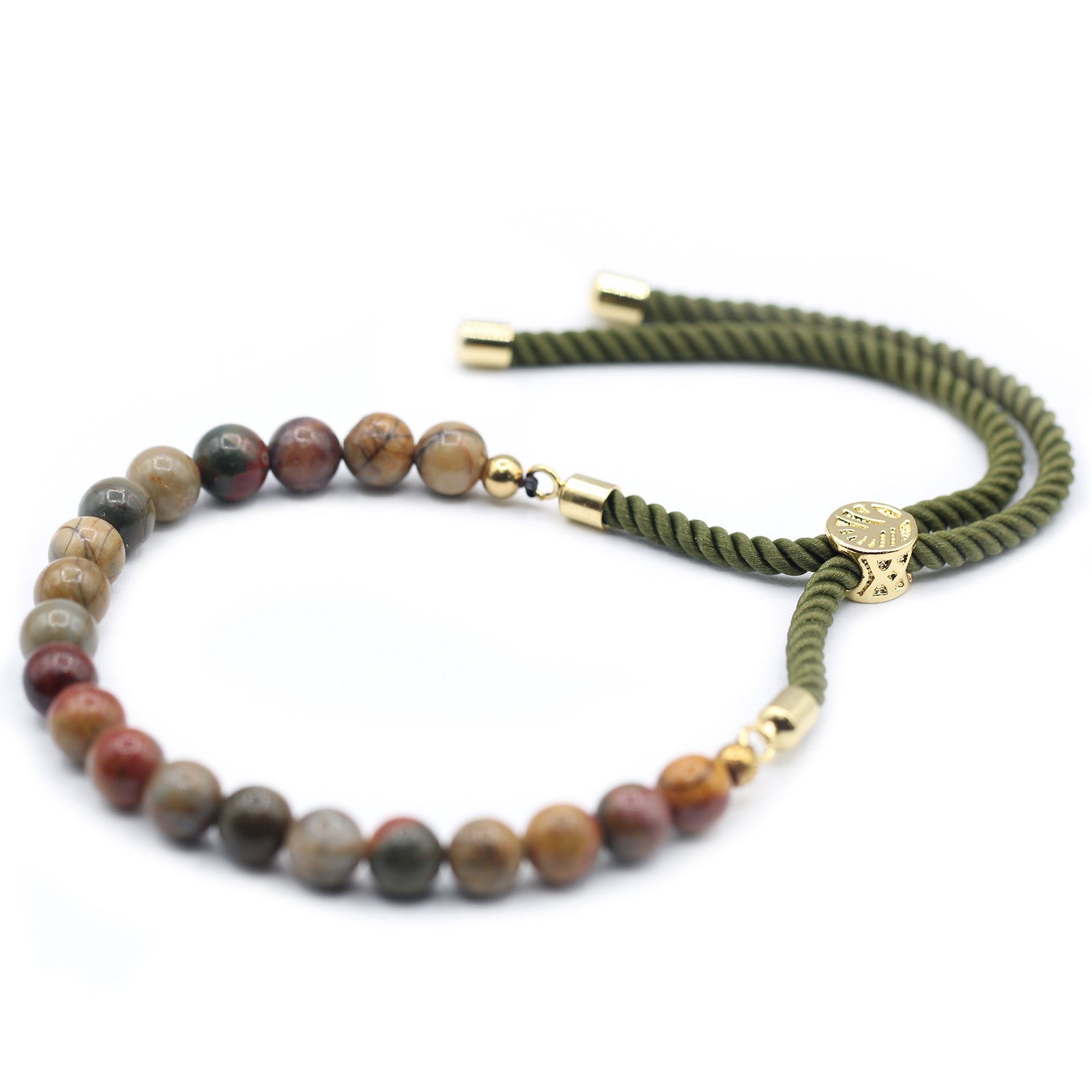 Picasso Jasper - 18K Gold Plated Gemstone Moss String Bracelet