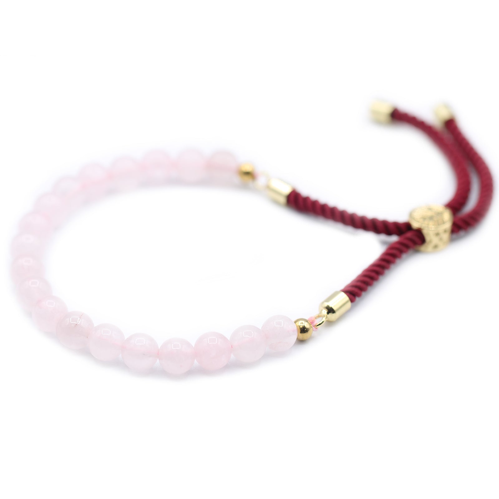 Rose Quartz - 18K Gold Plated Gemstone Bordeaux String Bracelet