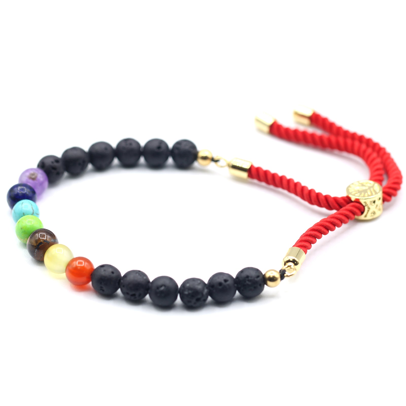 Lava Stone Chakra - 18K Gold Plated Gemstone Royal String Bracelet