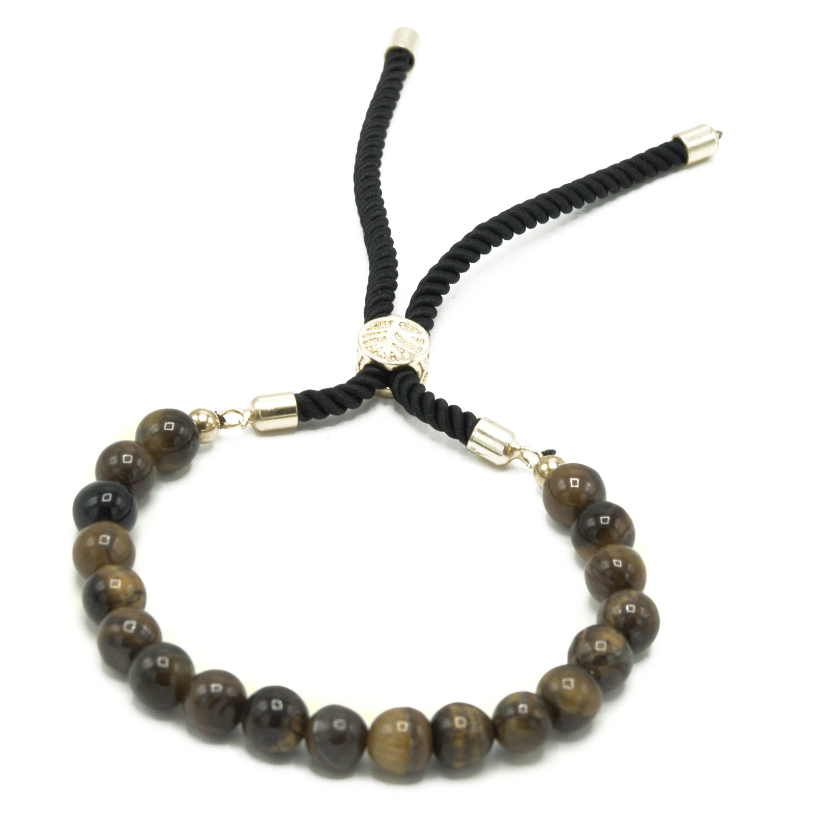 Tiger Eye - 18K Gold Plated Gemstone Black String Bracelet