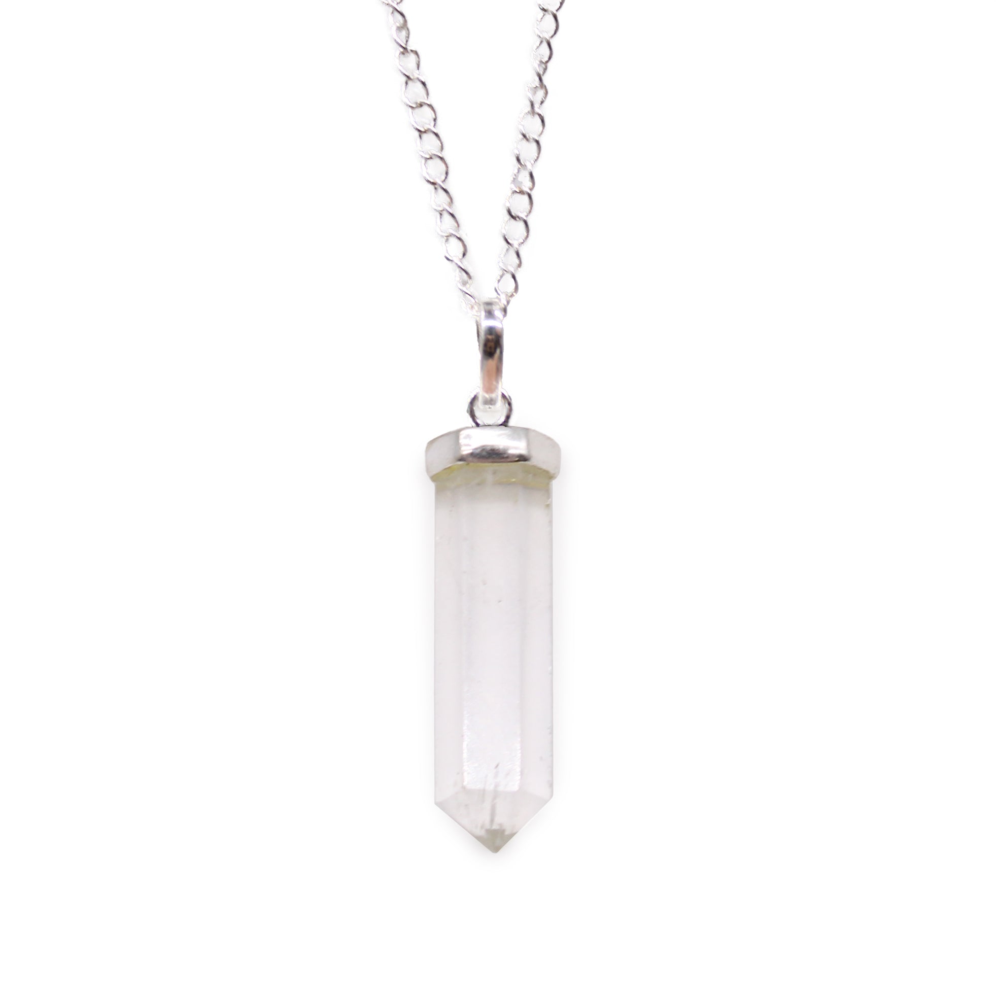 Rock Quartz - Gemstone Classic Point Pendant Necklace