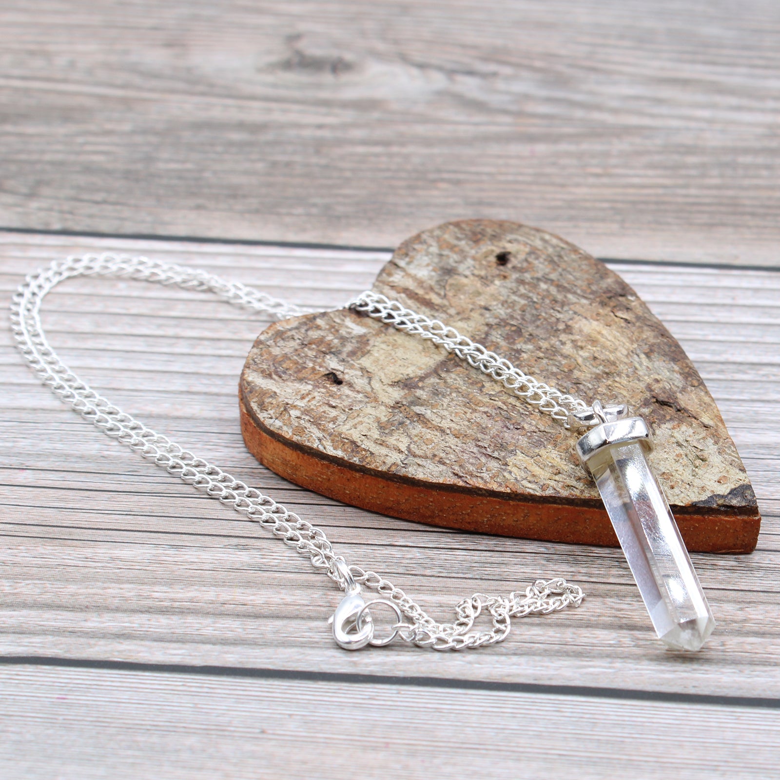 Rock Quartz - Gemstone Classic Point Pendant Necklace